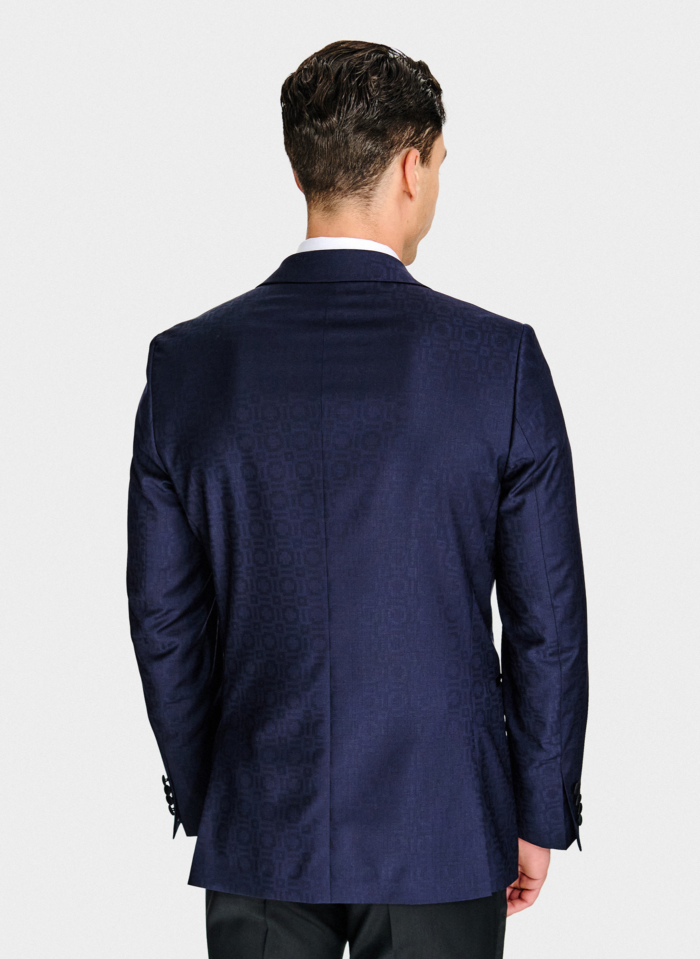PAKO LORENTE - Granatowa żakardowa marynarka smokingowa - Pako Lorente