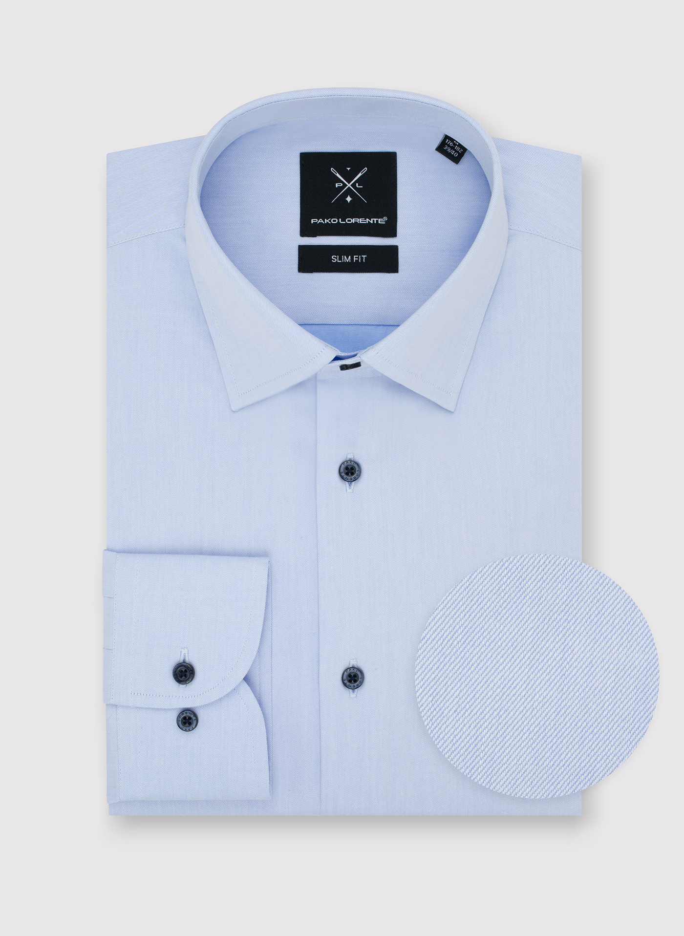Gładka bawełniana koszula męska długi rękaw - Pako Lorente