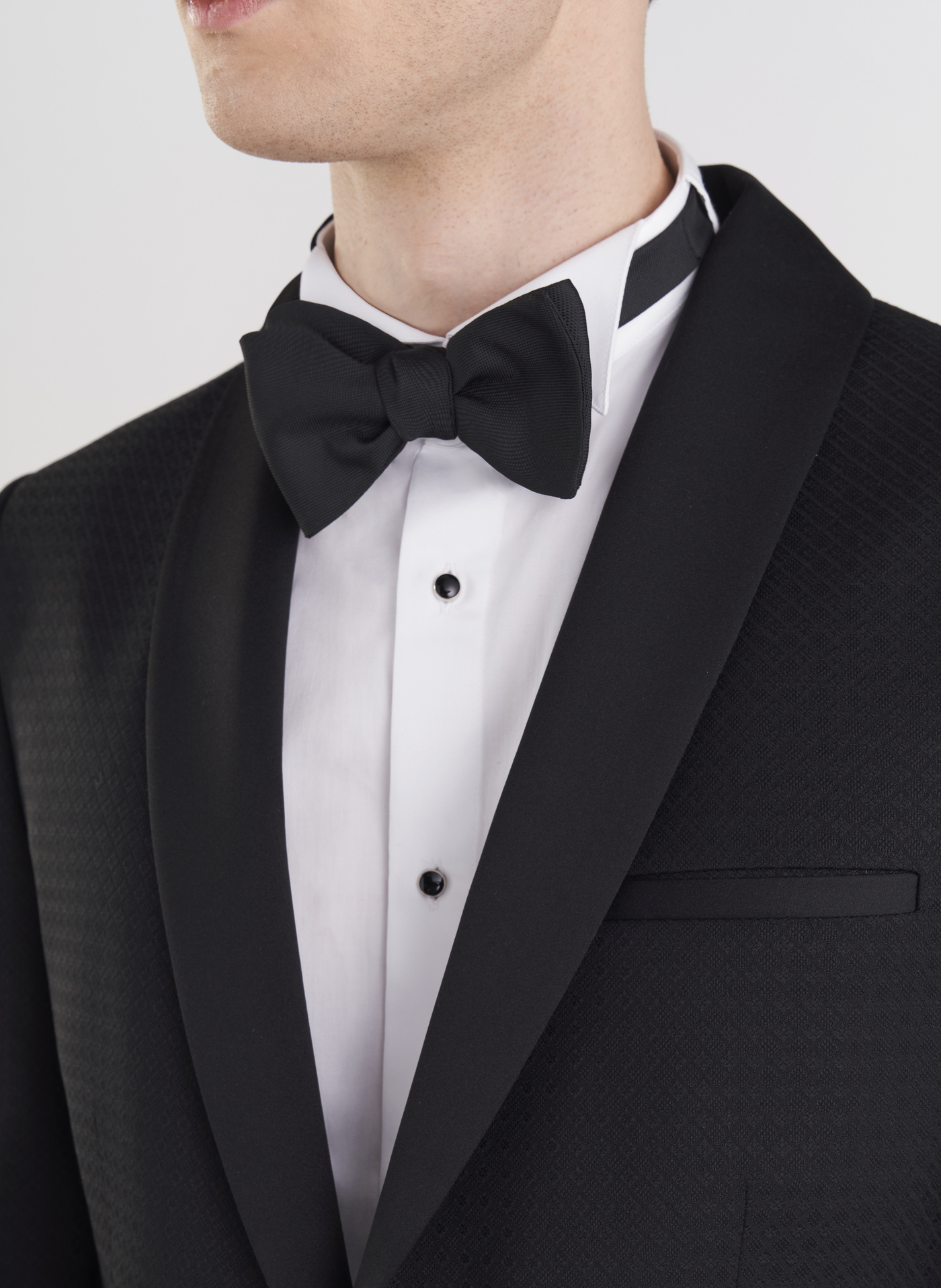 Wełniana czarna marynarka smokingowa w mikrowzór - Pako Lorente