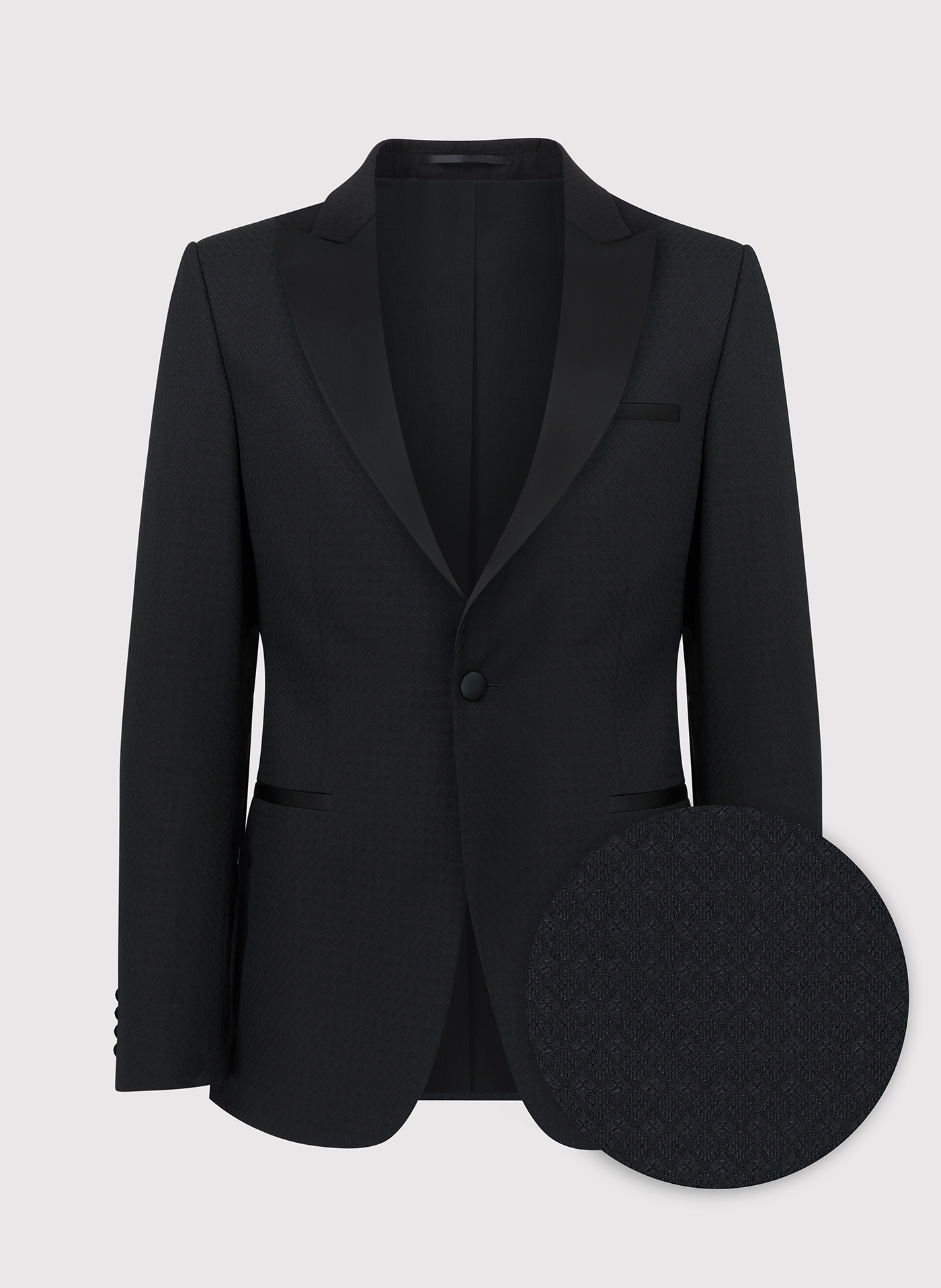 Wełniana czarna marynarka smokingowa w mikrowzór - Pako Lorente