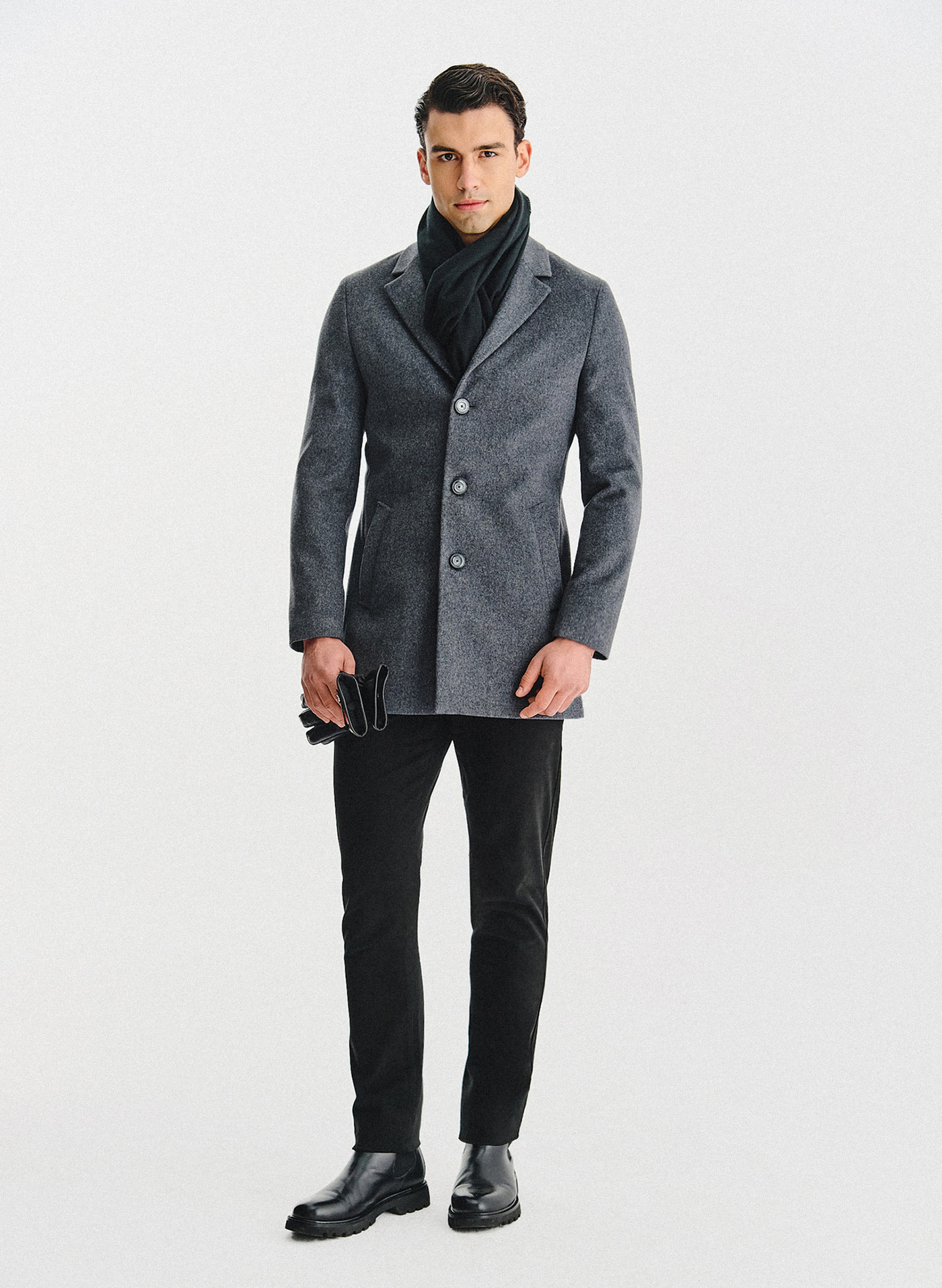 Szary płaszcz z wełną - Pako Lorente