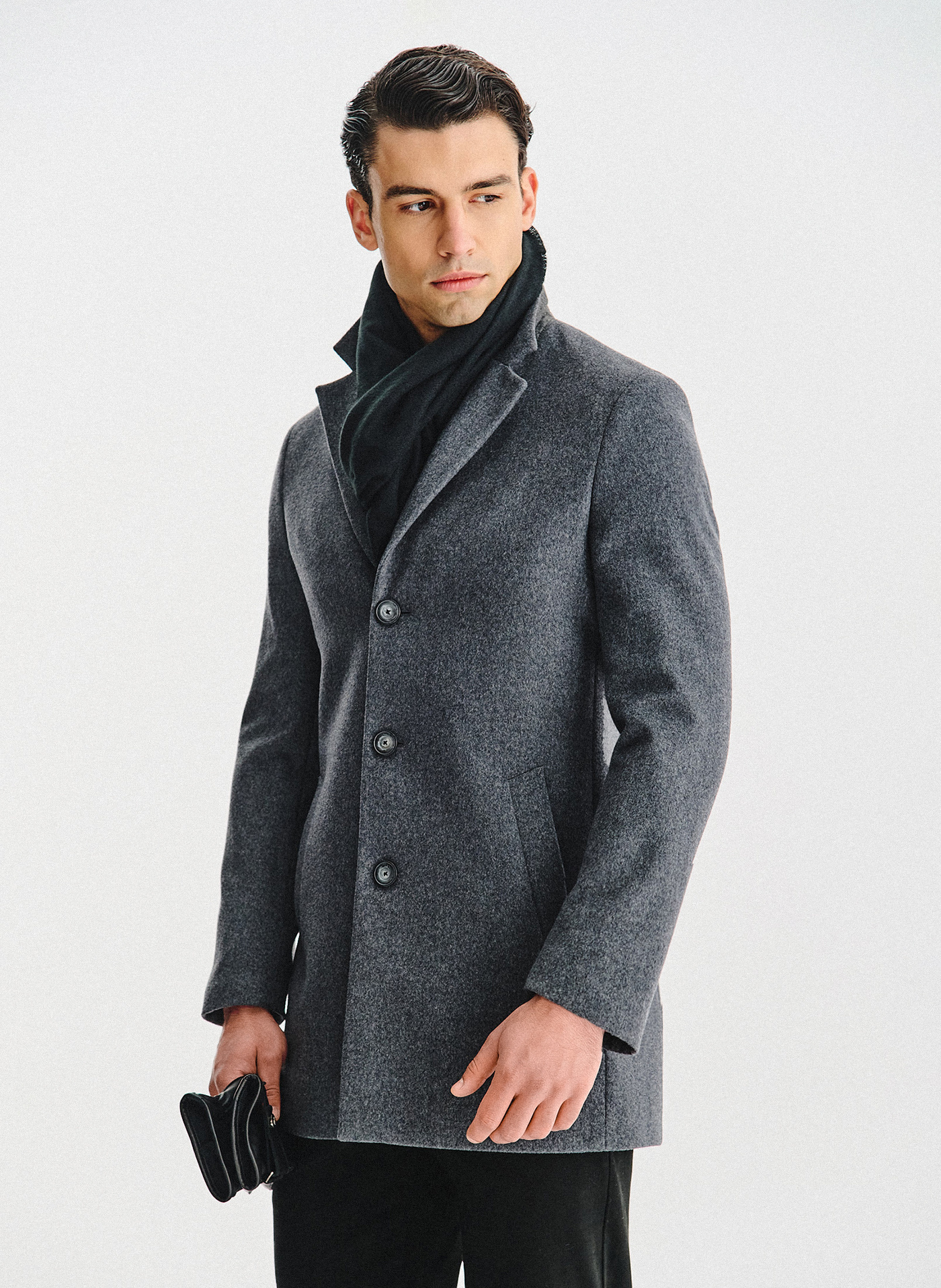 Szary płaszcz z wełną - Pako Lorente