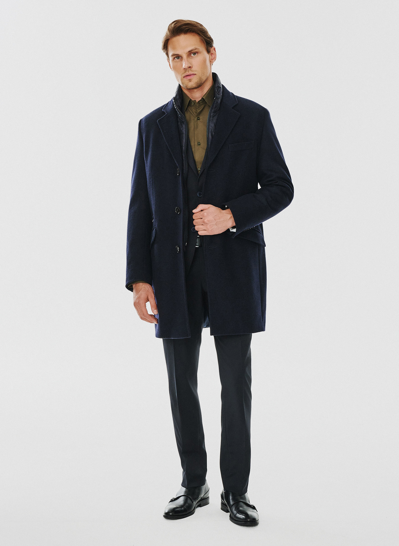 Męski płaszcz z wełną w kolorze granatowym - Pako Lorente