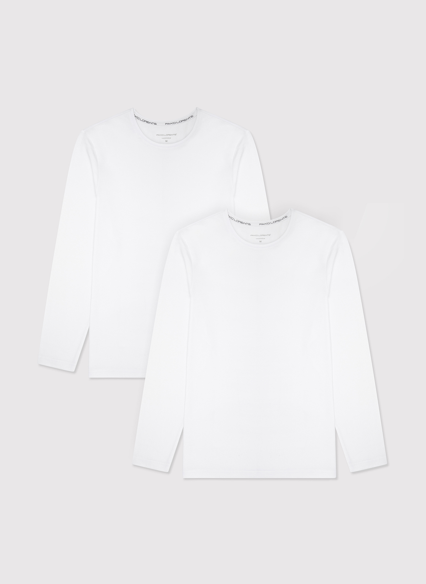 Męski longsleeve w białym kolorze dwupak - Pako Lorente