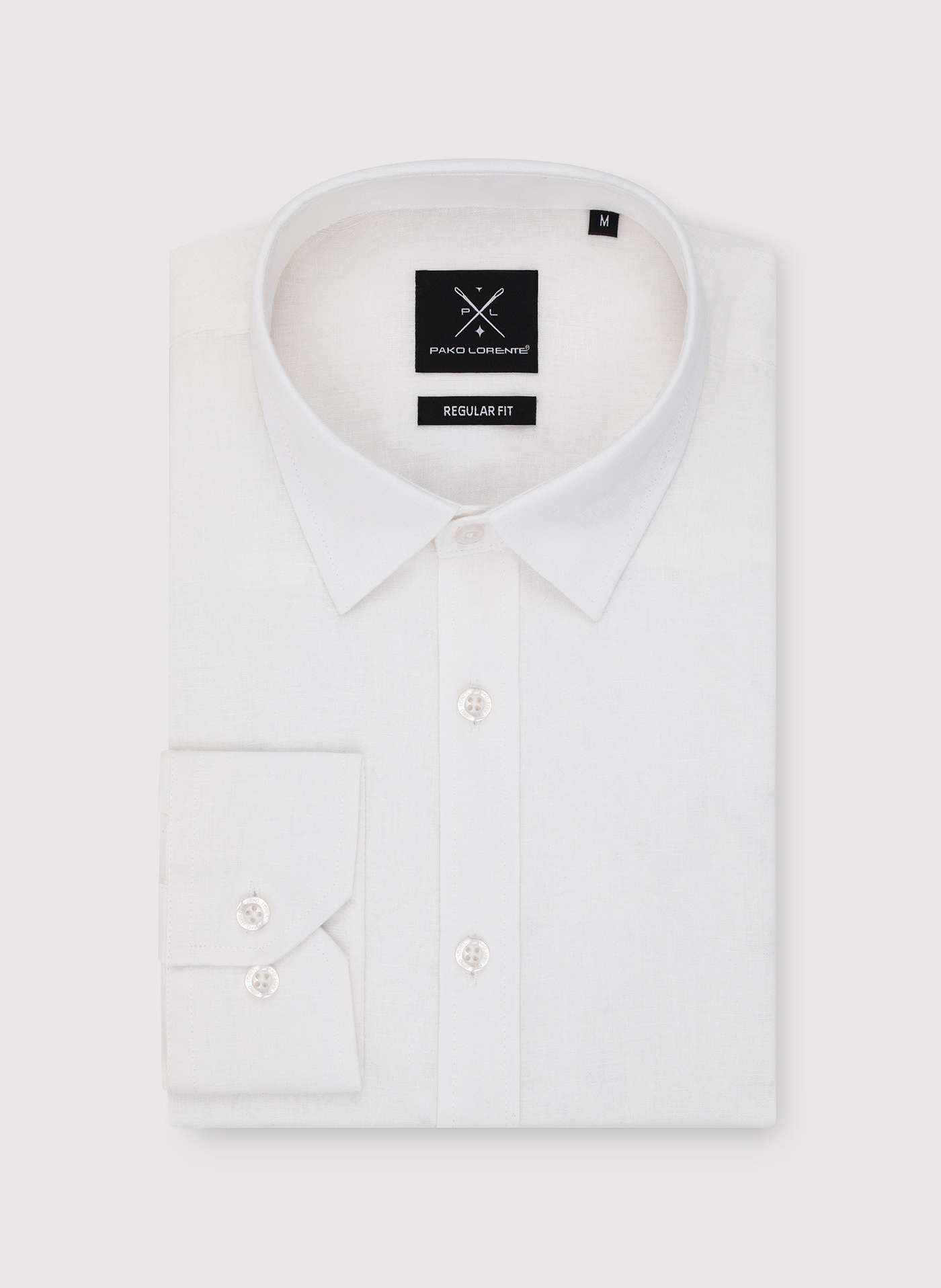 Biała koszula męska z lnem - Pako Lorente