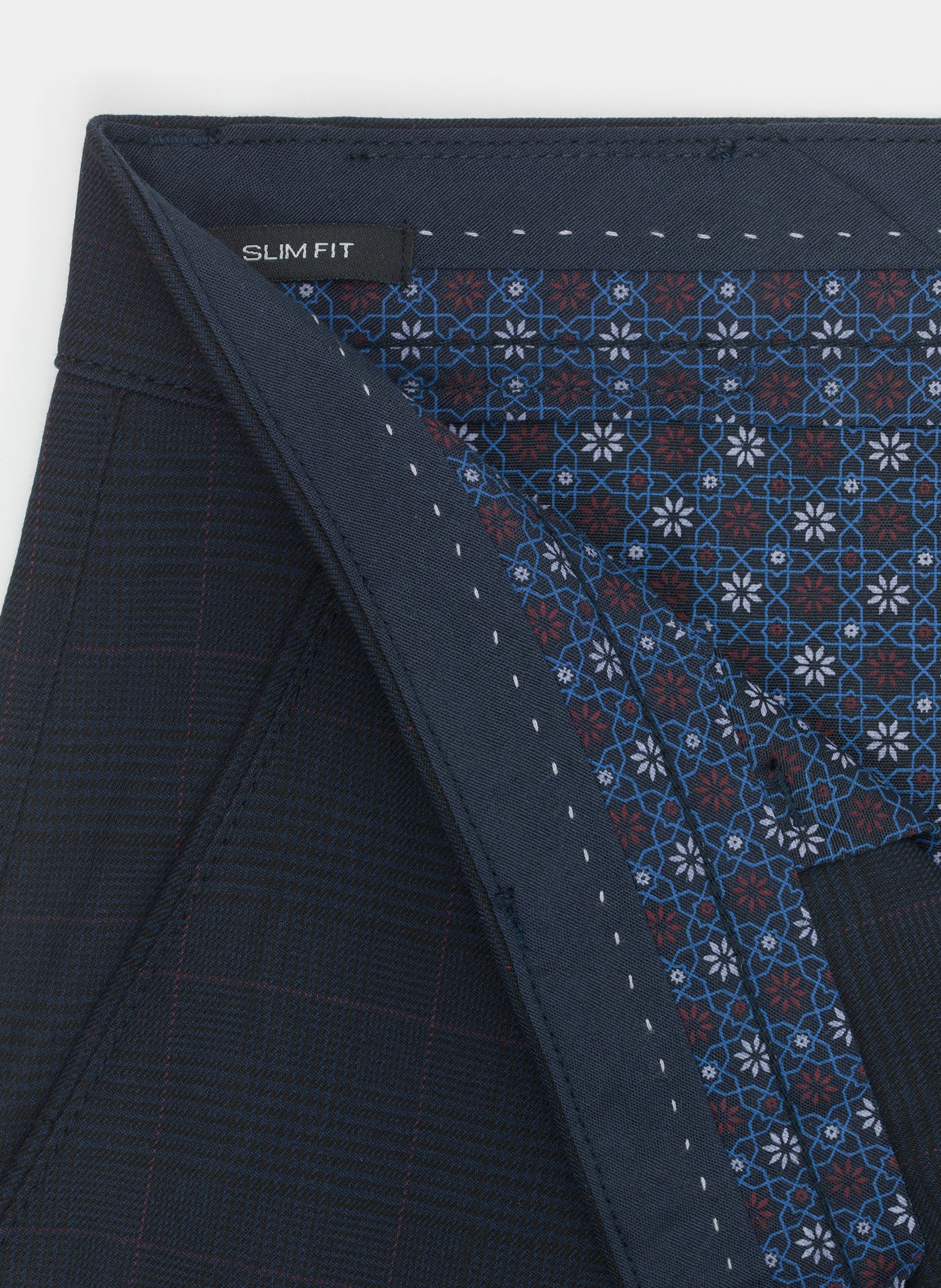 Granatowe spodnie męskie NIMA w subtelną kratę P000B-WX-214-G - Pako Lorente