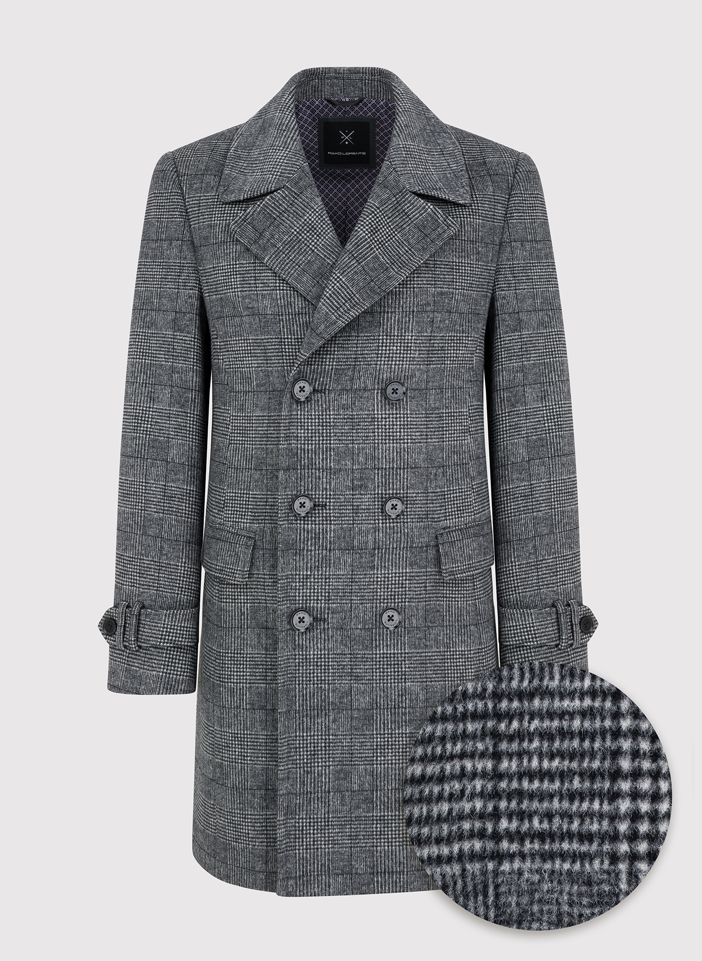 Szary męski płaszcz w kratę - Pako Lorente