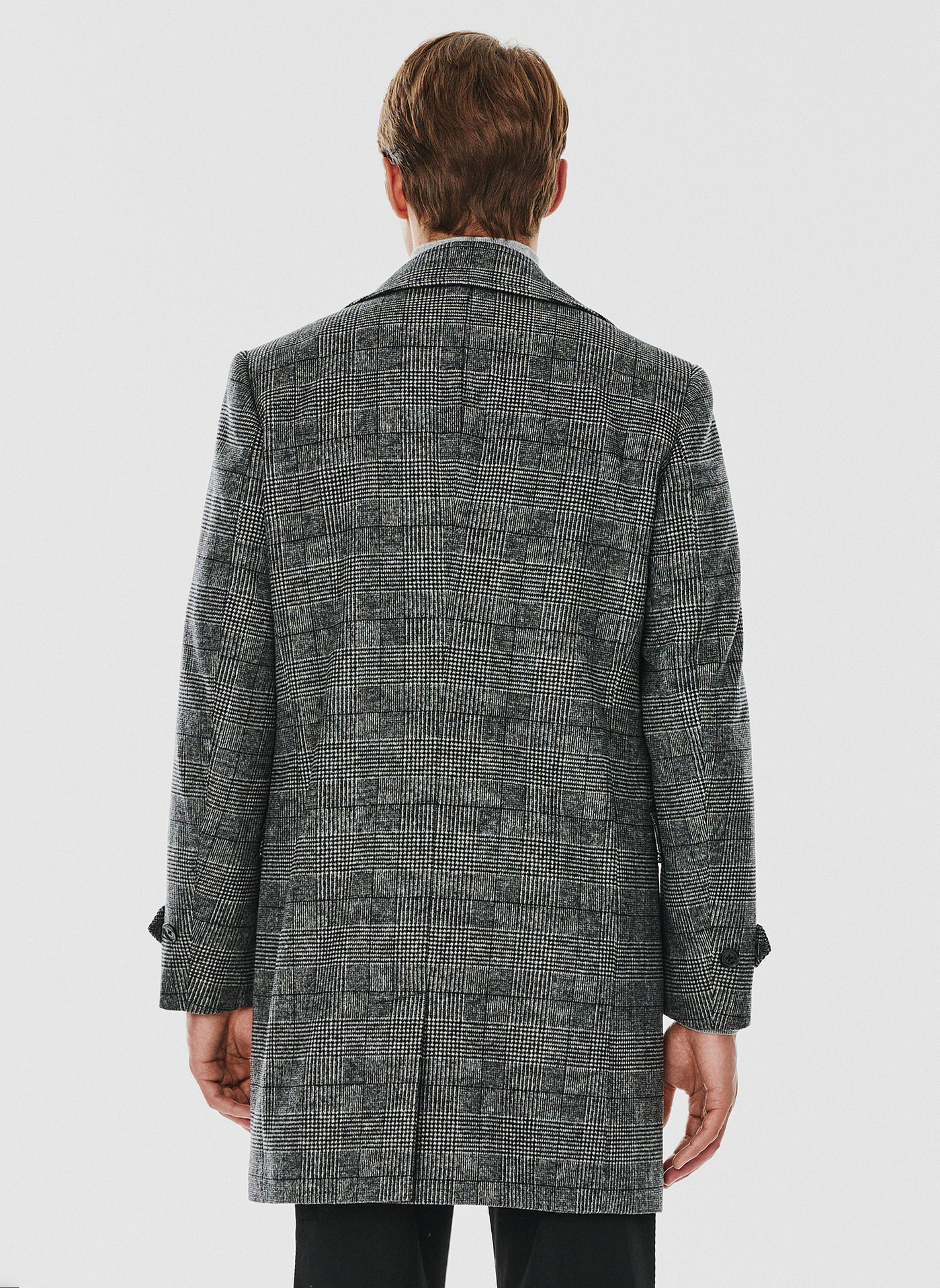 Szary męski płaszcz w kratę - Pako Lorente
