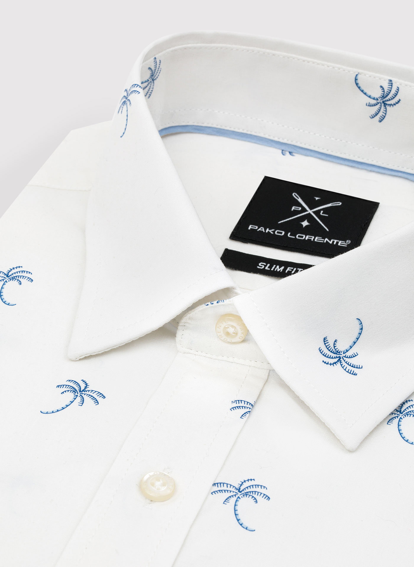 Biała męska koszula w palmy - Pako Lorente