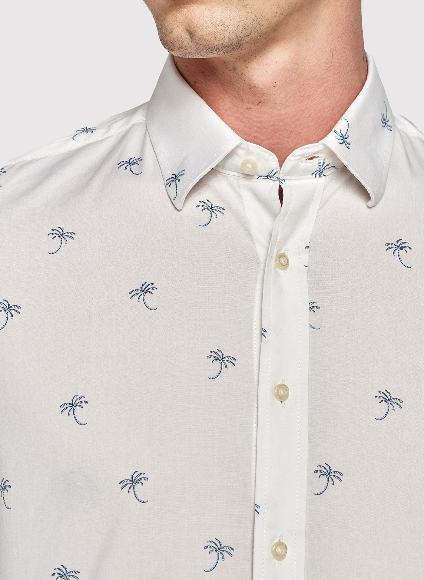 Biała męska koszula w palmy - Pako Lorente