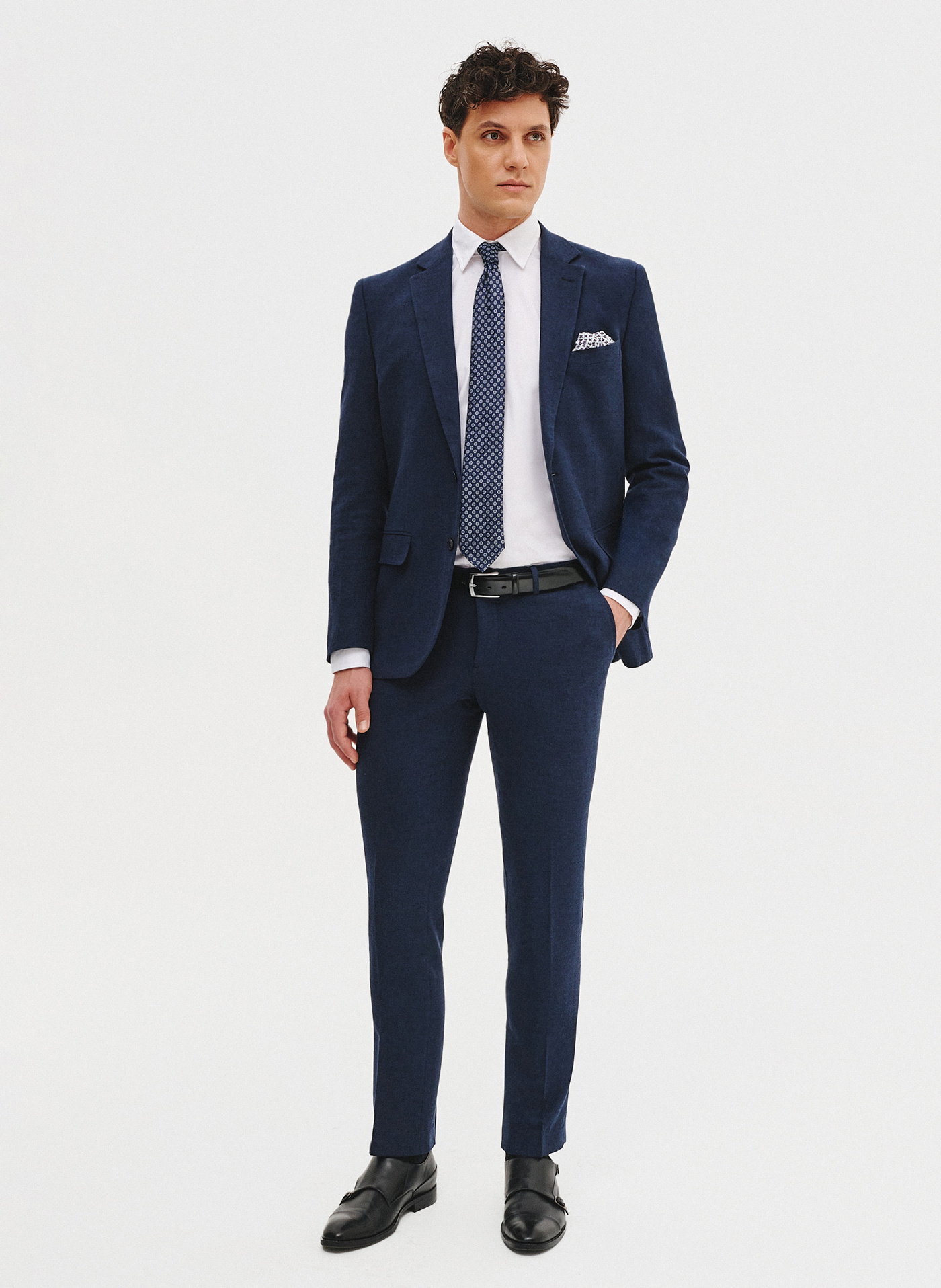 PAKO LORENTE - Granatowe spodnie ganiturowe z lnem - Pako Lorente