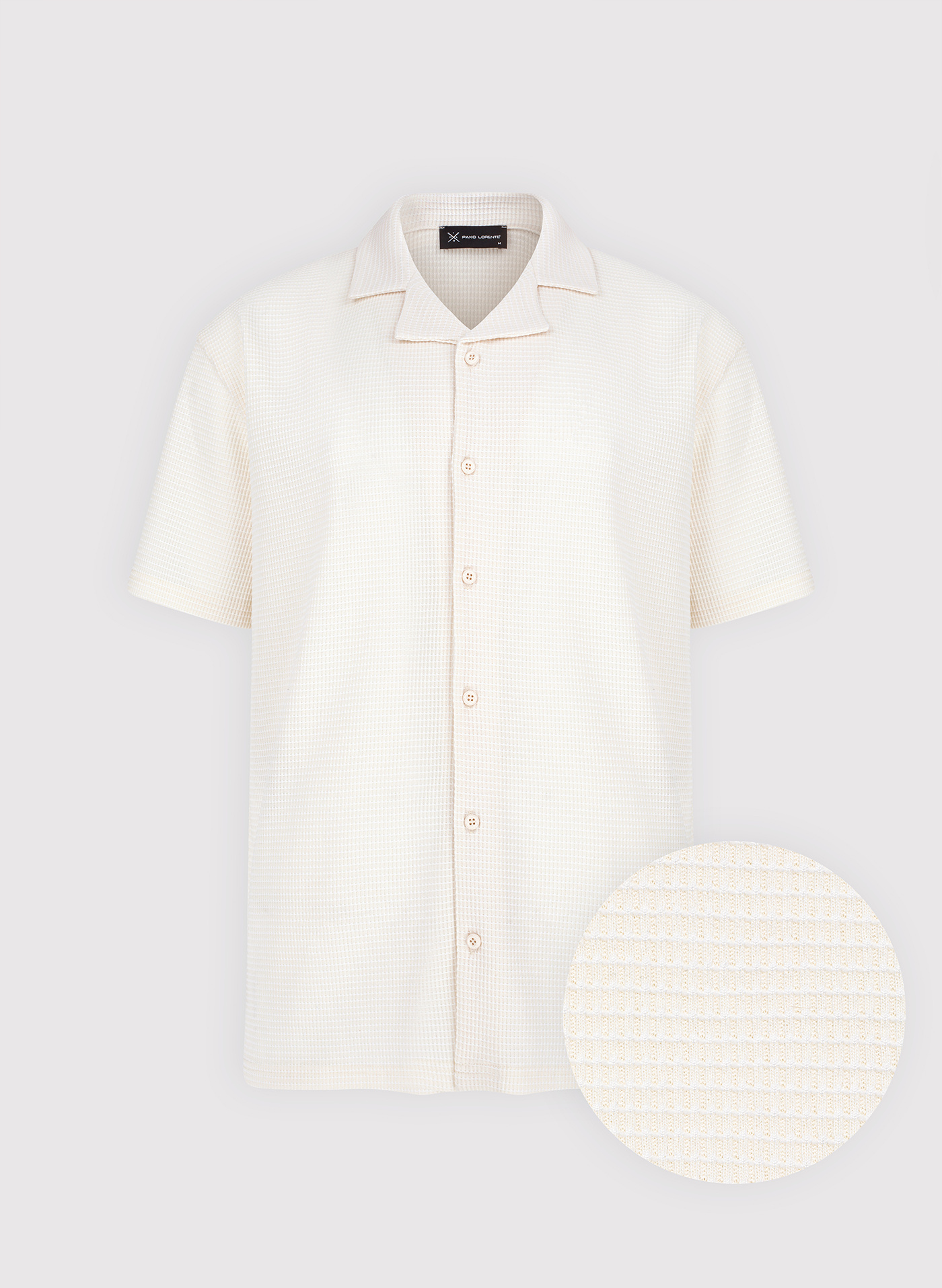 PAKO LORENTE - Dzianinowa beżowa koszula męska - Pako Lorente