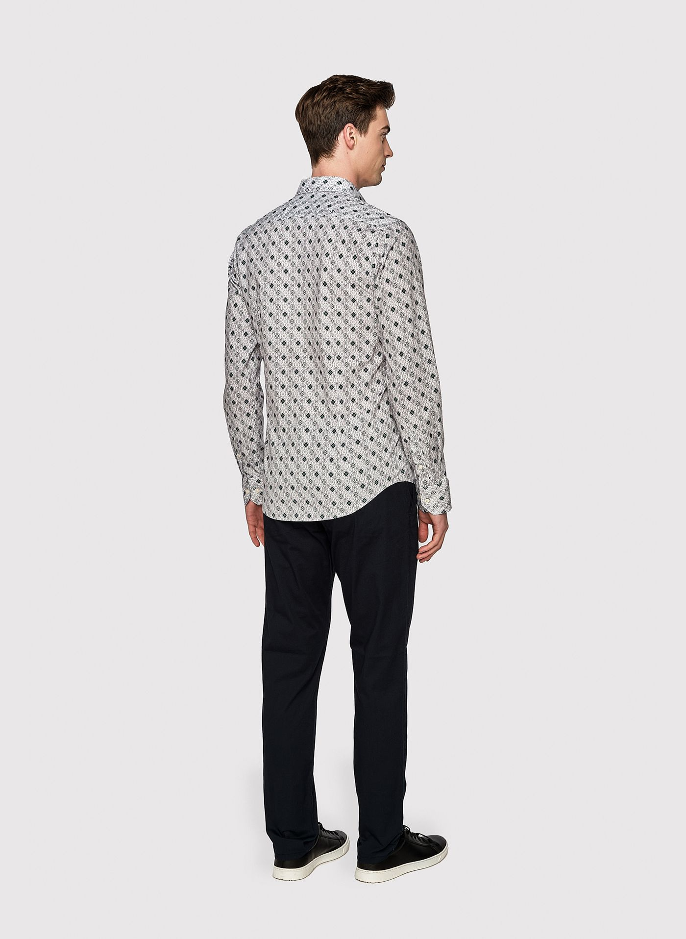 Męska koszula w kolorze białym w granatowo-zielony wzór - Pako Lorente