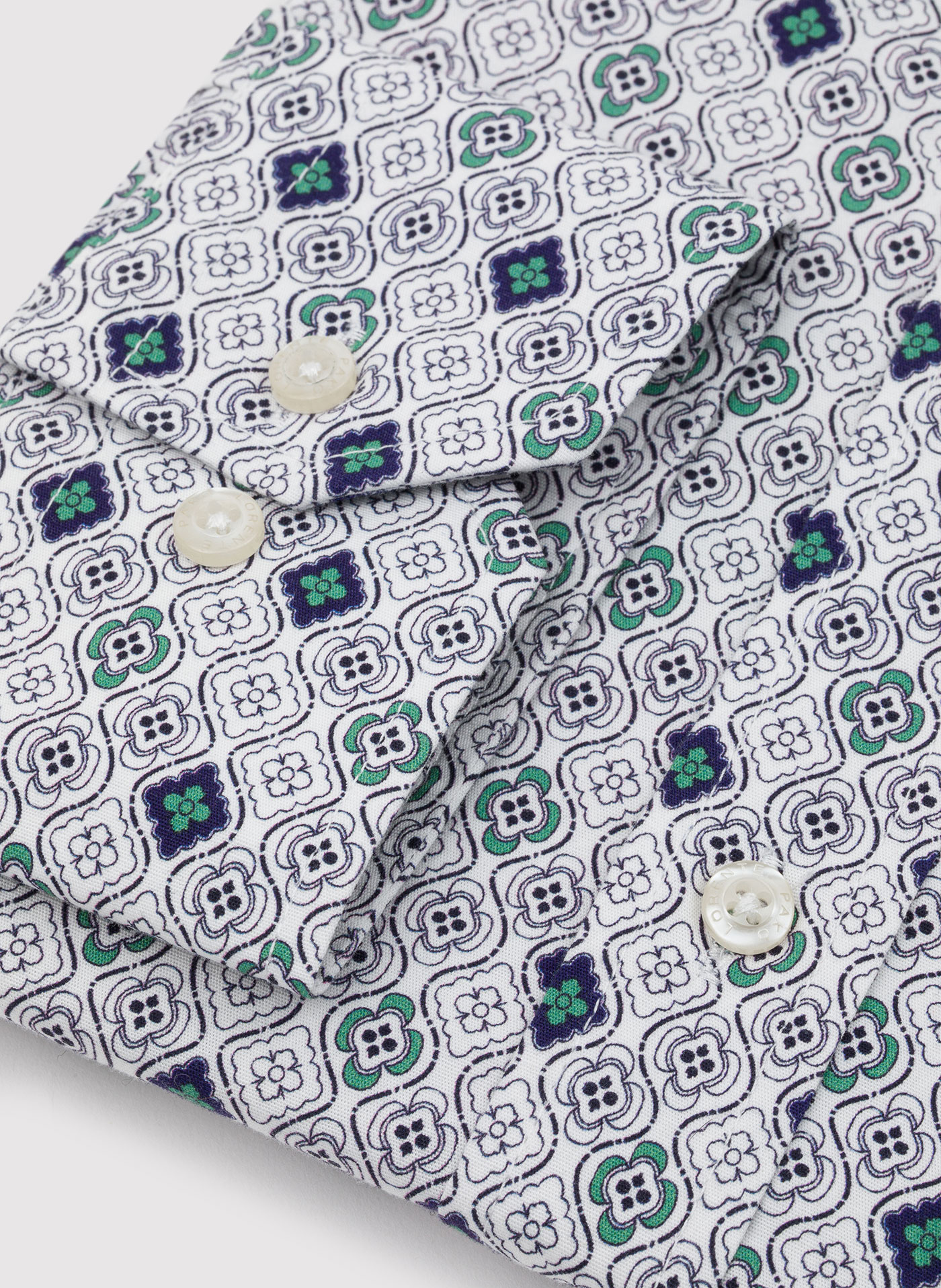 Męska koszula w kolorze białym w granatowo-zielony wzór - Pako Lorente