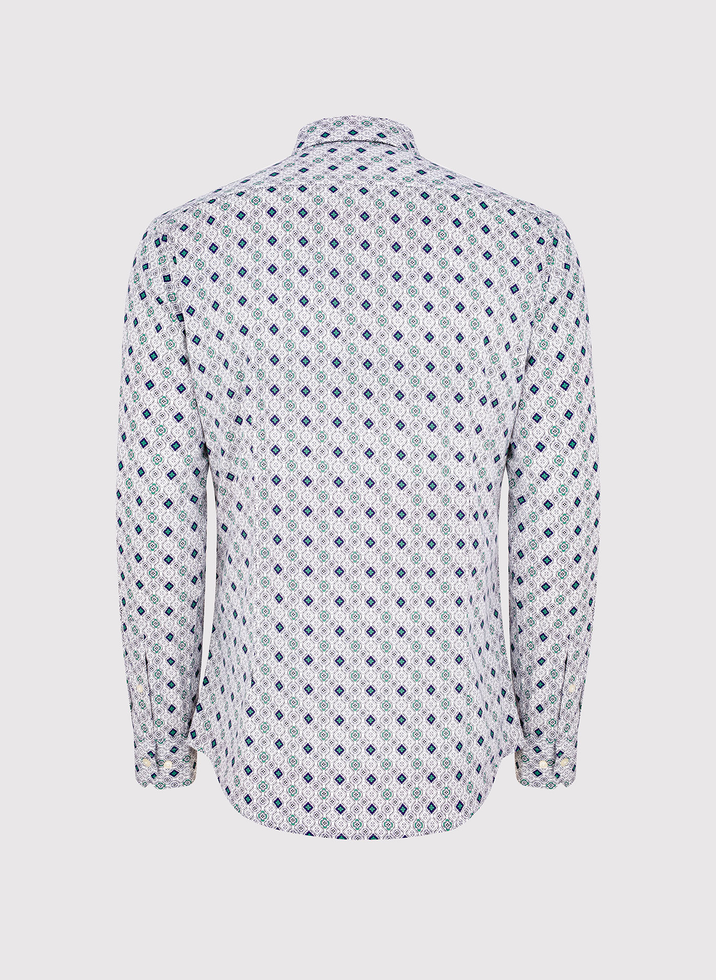 Męska koszula w kolorze białym w granatowo-zielony wzór - Pako Lorente