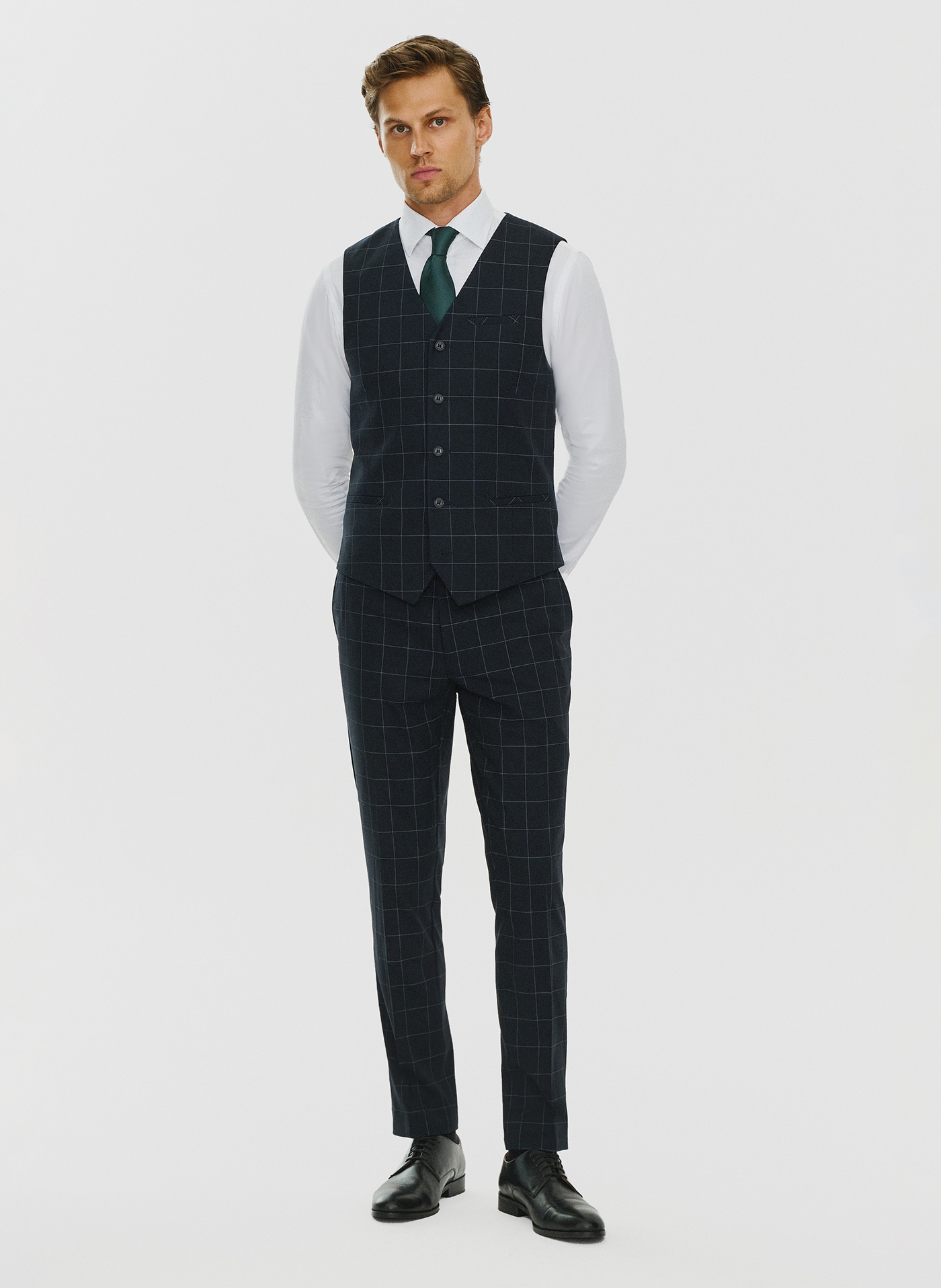 Granatowe garniturowe spodnie męskie - Pako Lorente