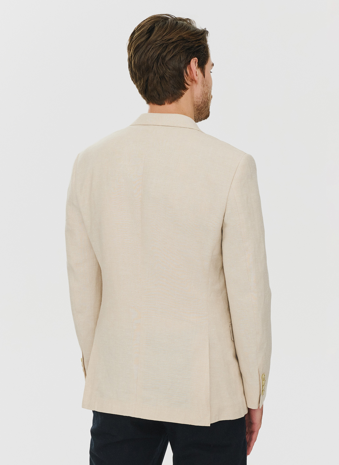 Lniana marynarka męska w kolorze beżowym - Pako Lorente