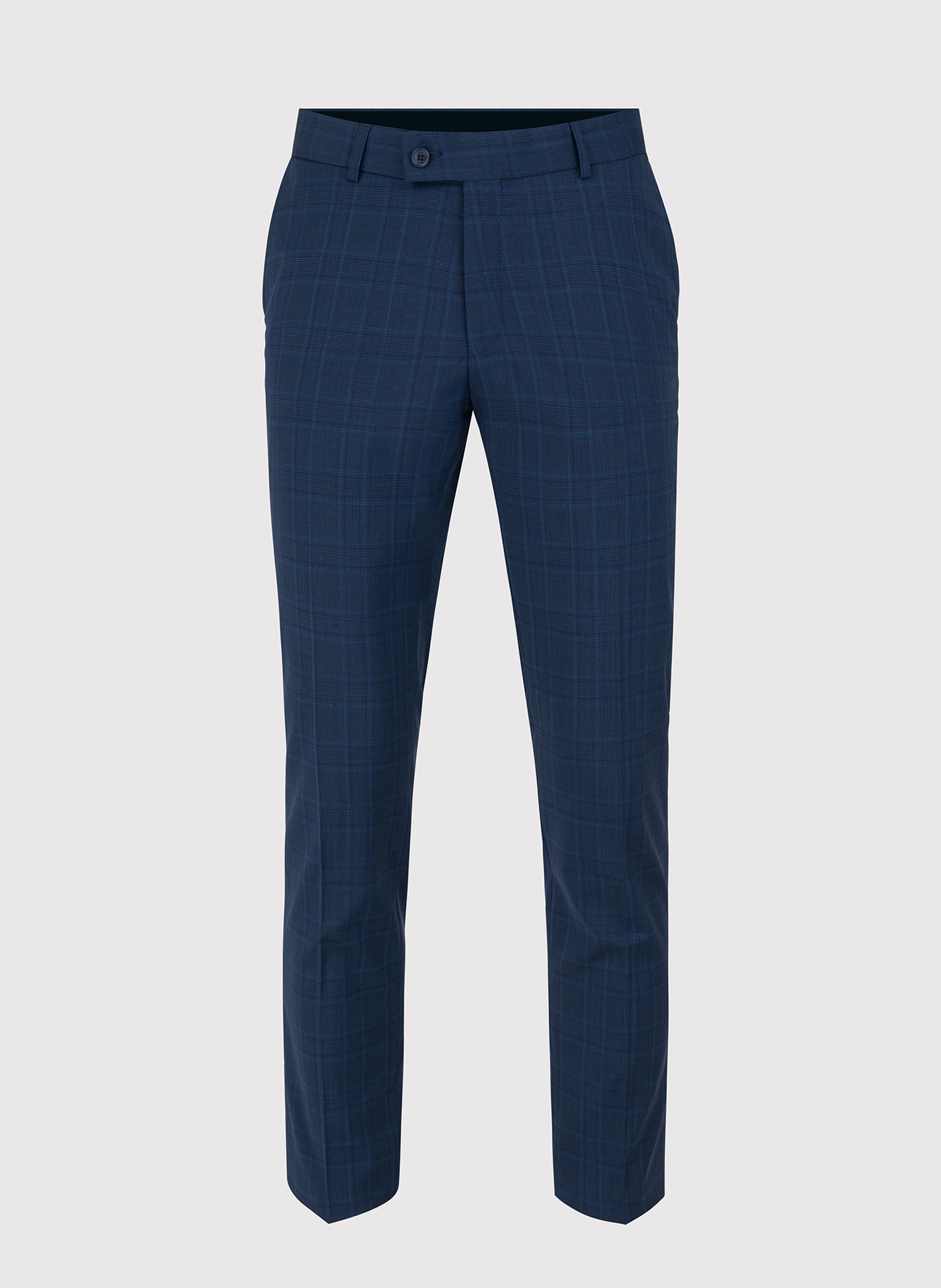 Granatowe spodnie garniturowe w delikatną niebieską kratkę - Pako Lorente