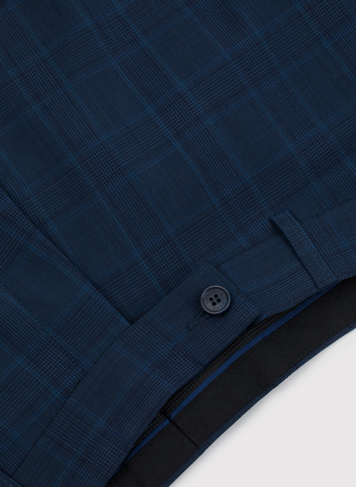 Granatowe spodnie garniturowe w delikatną niebieską kratkę - Pako Lorente