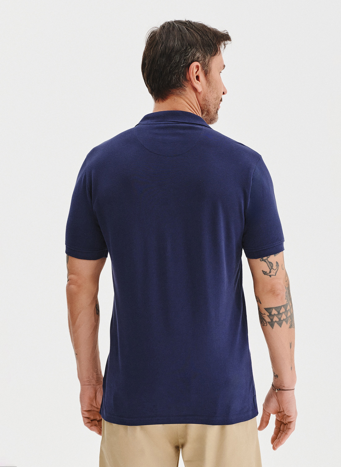 PAKO LORENTE - Granatowy gładki t-shirt polo - Pako Lorente