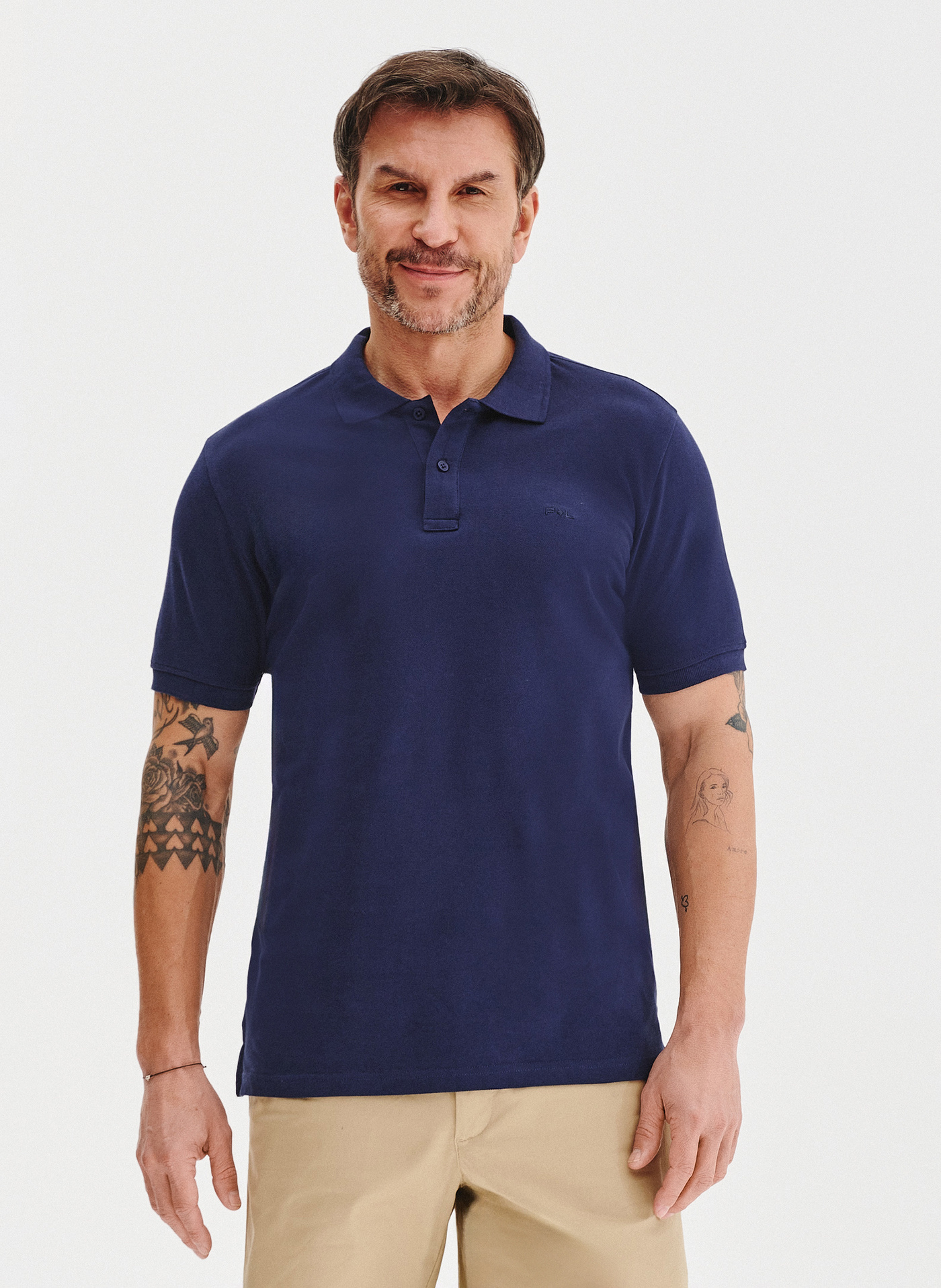 PAKO LORENTE - Granatowy gładki t-shirt polo - Pako Lorente