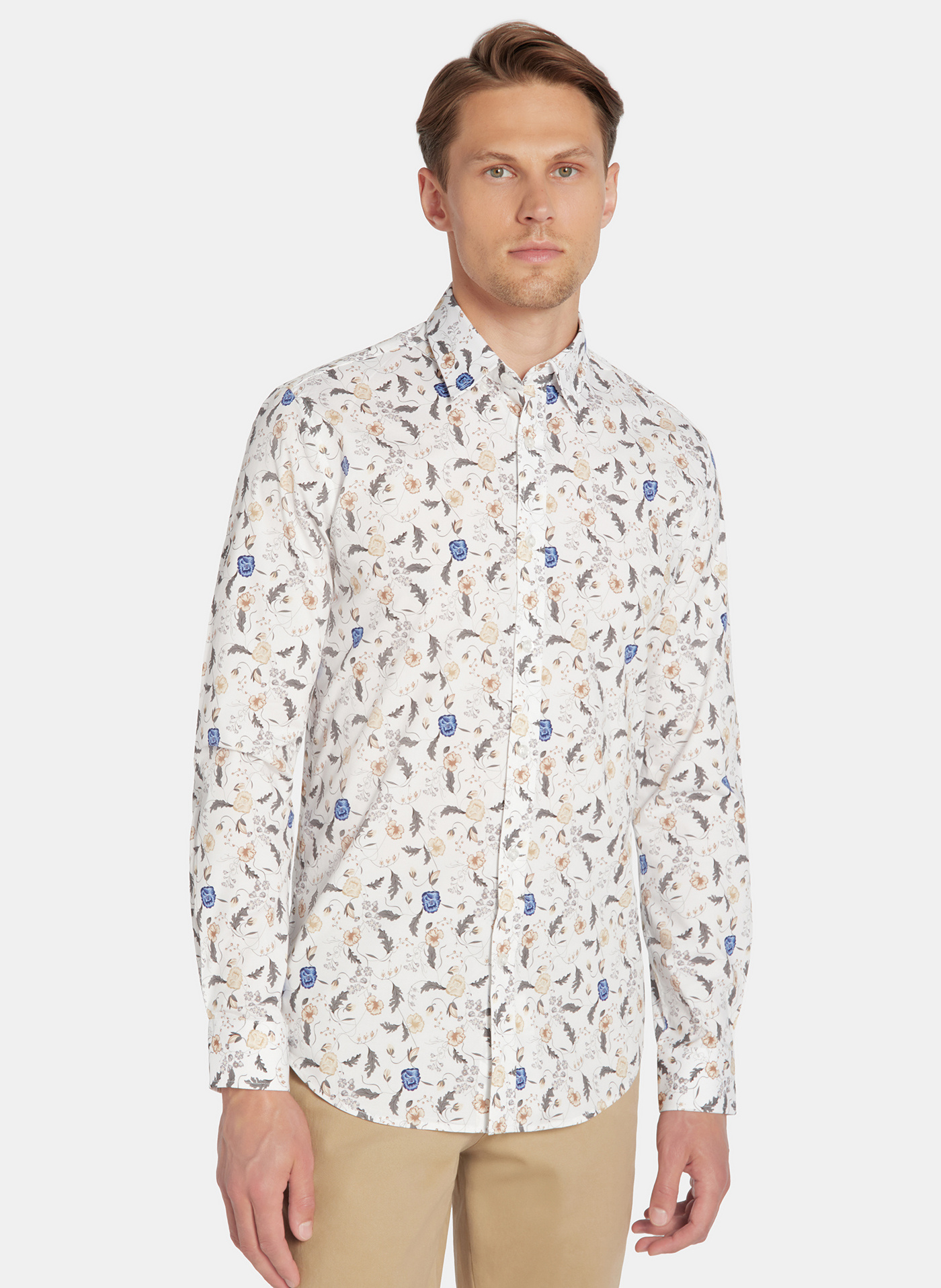 PAKO LORENTE - Biała koszula męska kwiaty - Pako Lorente