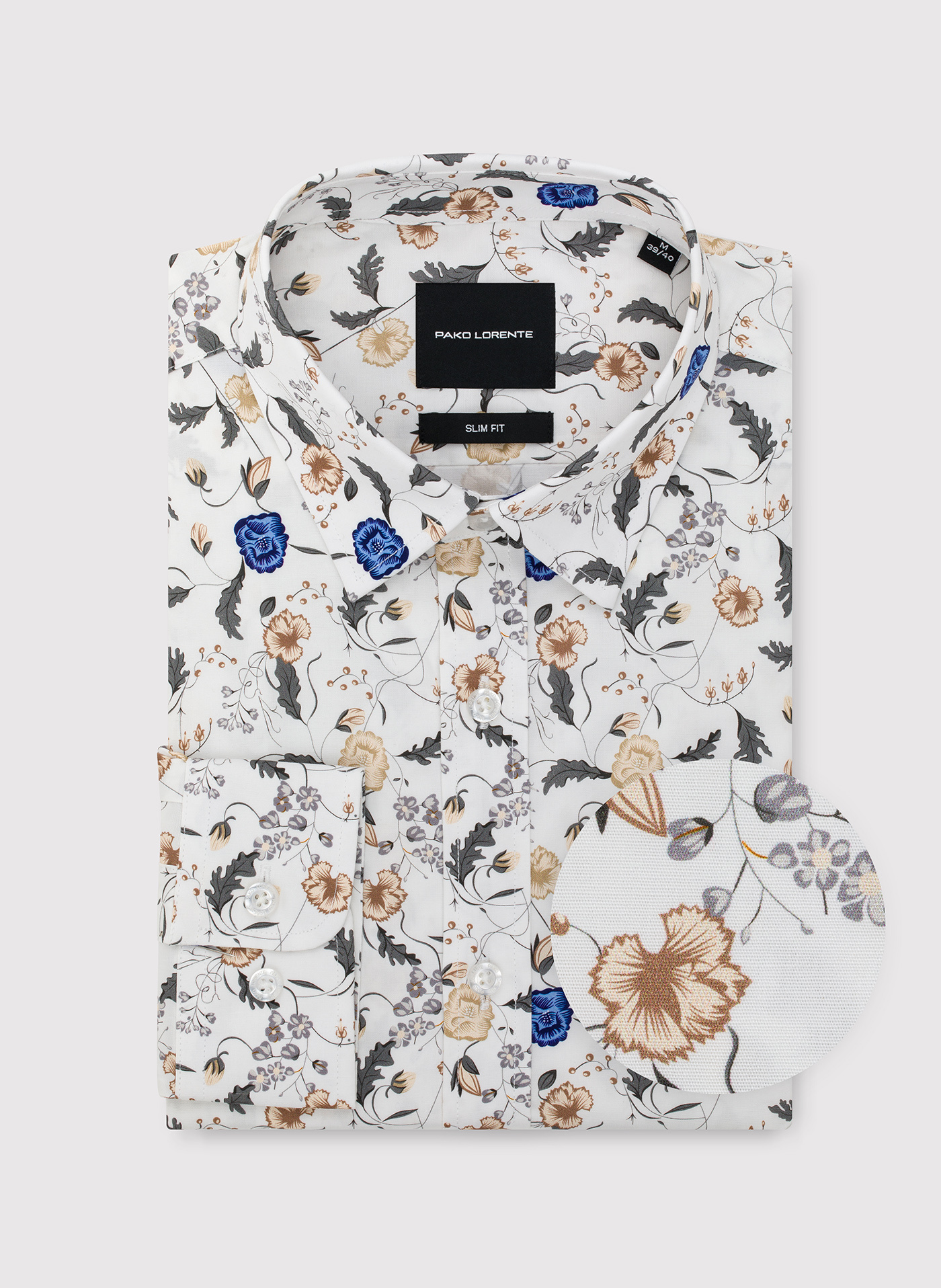 PAKO LORENTE - Biała koszula męska kwiaty - Pako Lorente