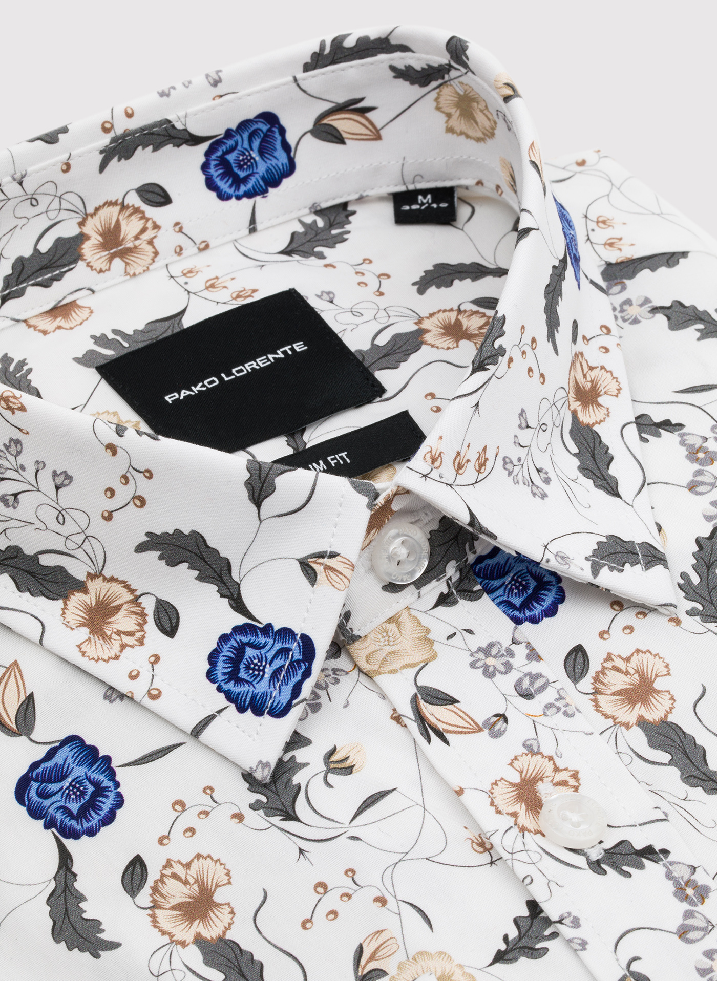 PAKO LORENTE - Biała koszula męska kwiaty - Pako Lorente