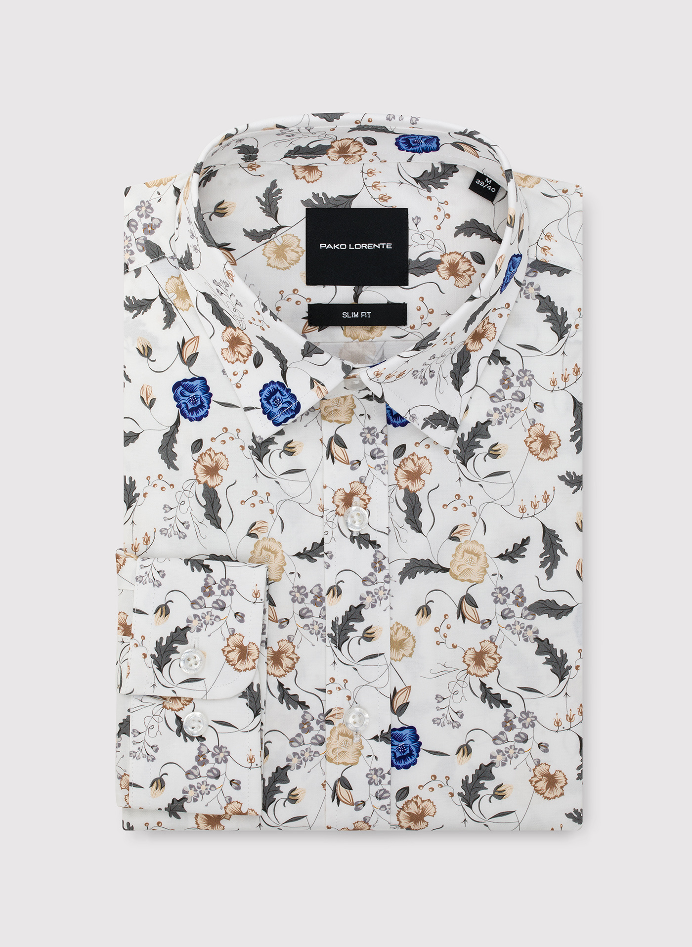 PAKO LORENTE - Biała koszula męska kwiaty - Pako Lorente