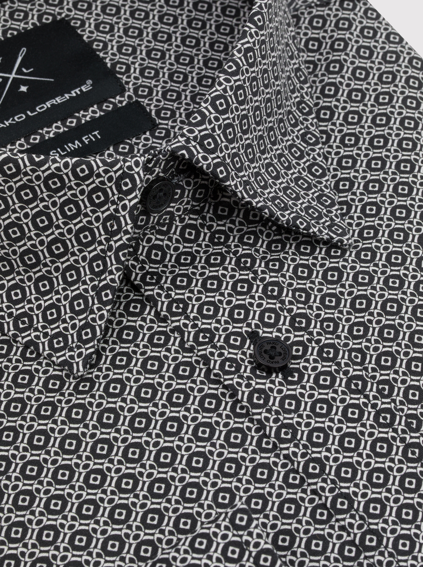PAKO LORENTE - Czarna koszula męska w mikrowzór - Pako Lorente