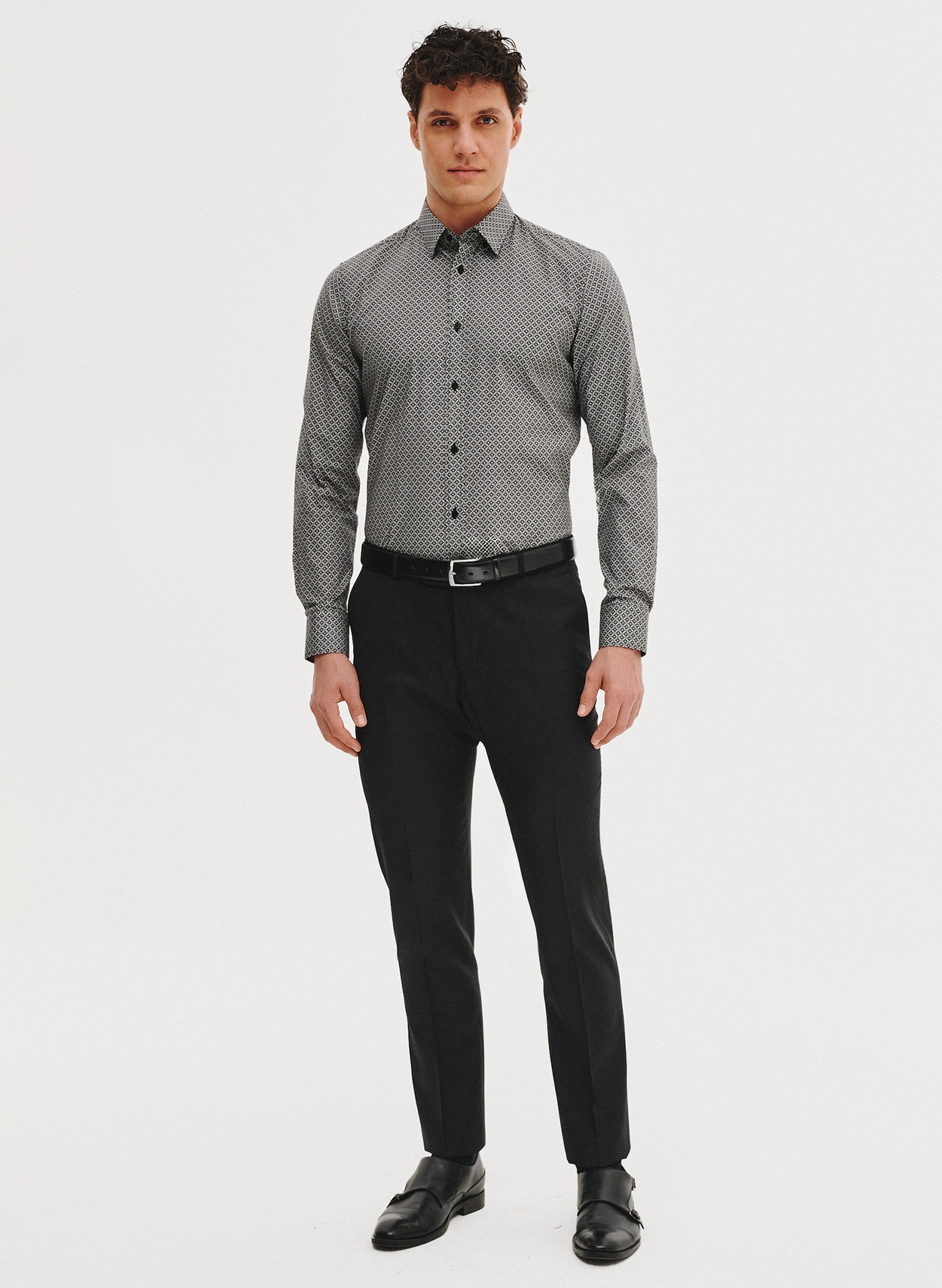 PAKO LORENTE - Czarna koszula męska w mikrowzór - Pako Lorente