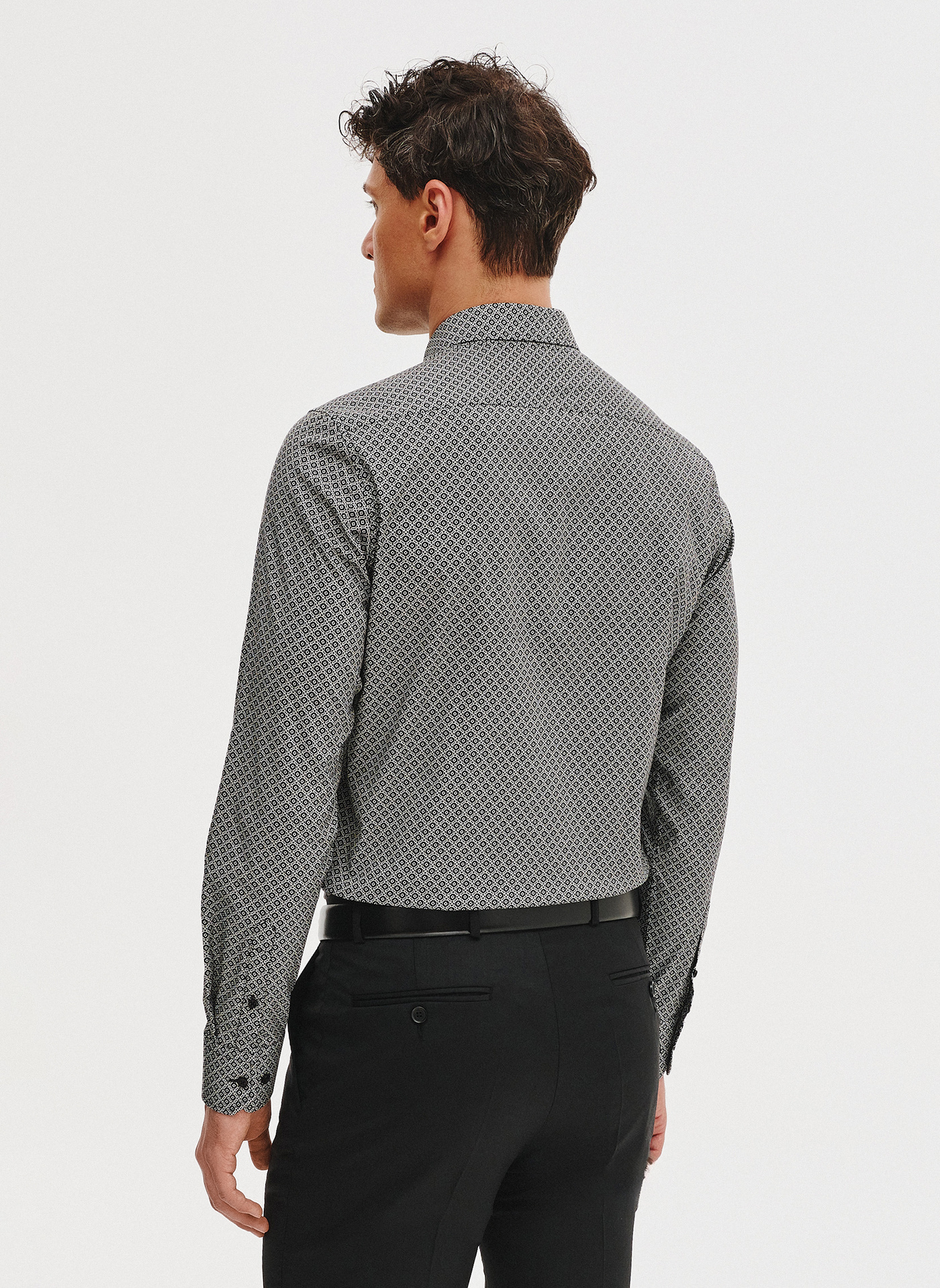 PAKO LORENTE - Czarna koszula męska w mikrowzór - Pako Lorente