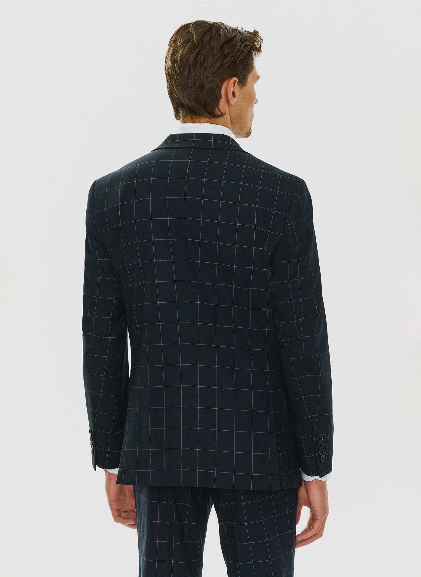 Granatowa marynarka garniturowa w kratę - Pako Lorente