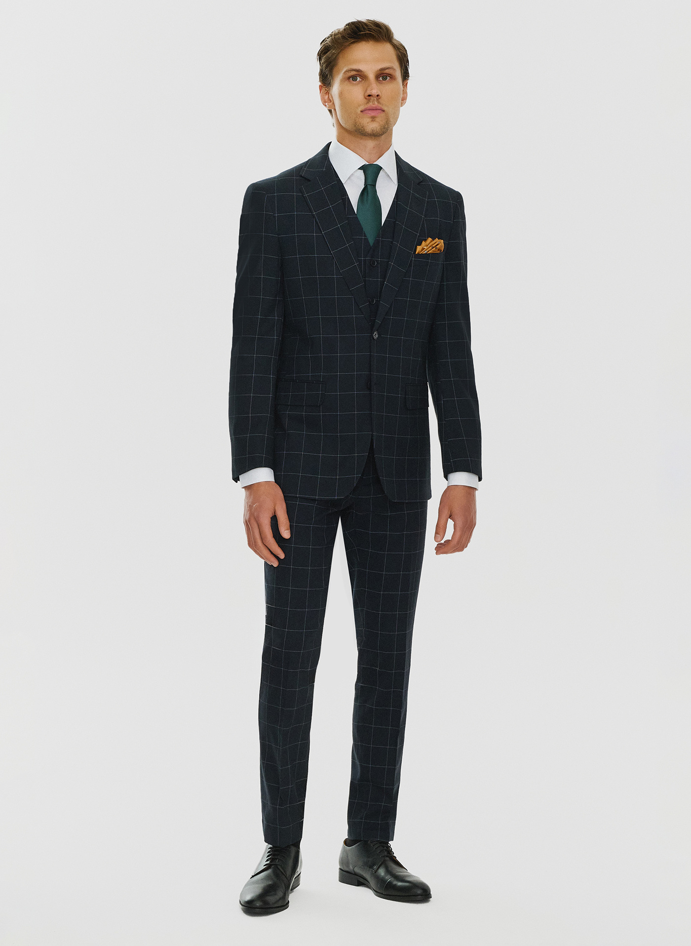Granatowa marynarka garniturowa w kratę - Pako Lorente