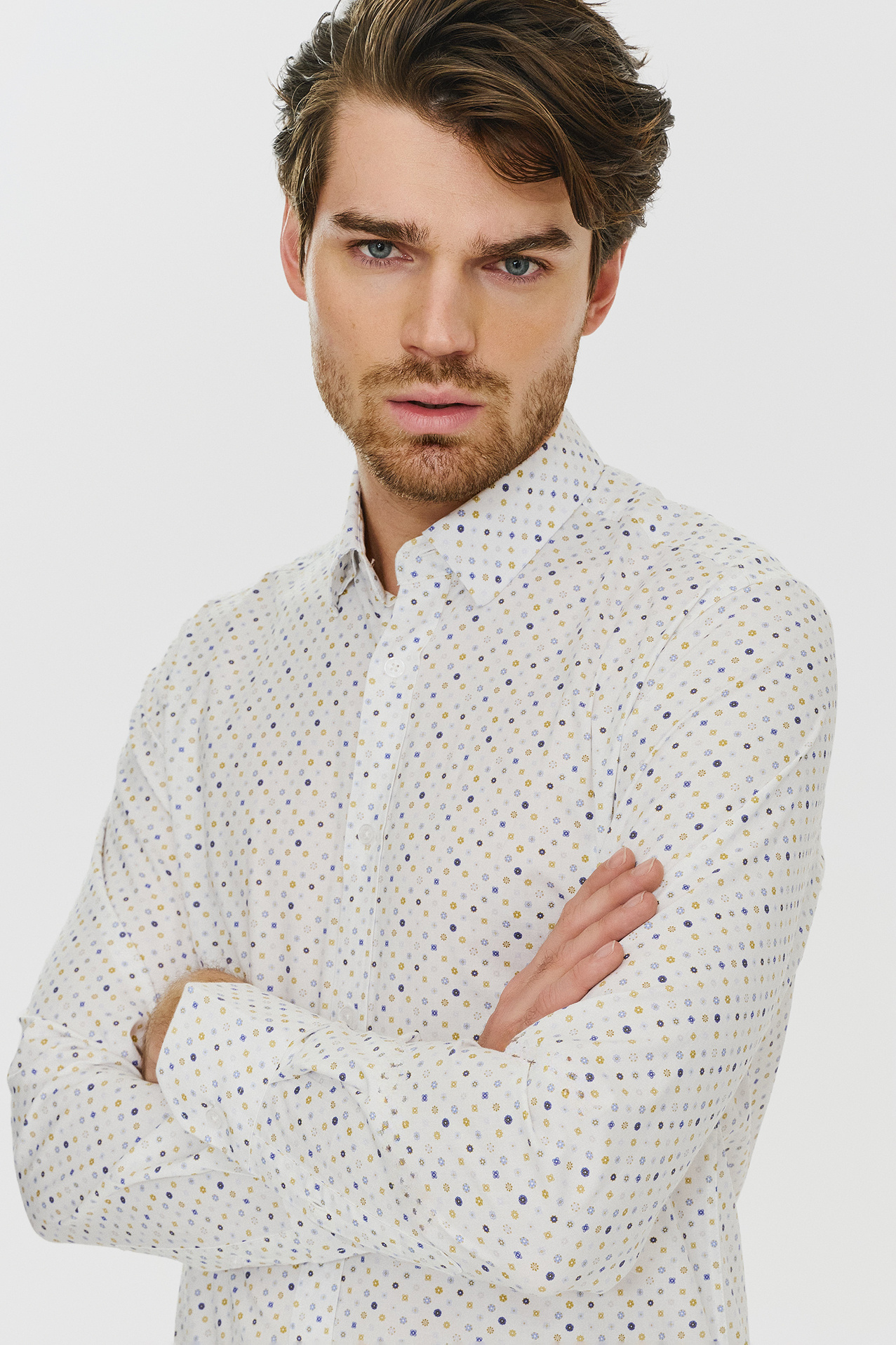 Męska koszula w mikrowzór P24SF-1X-020-B-S - Pako Lorente - Pako Lorente