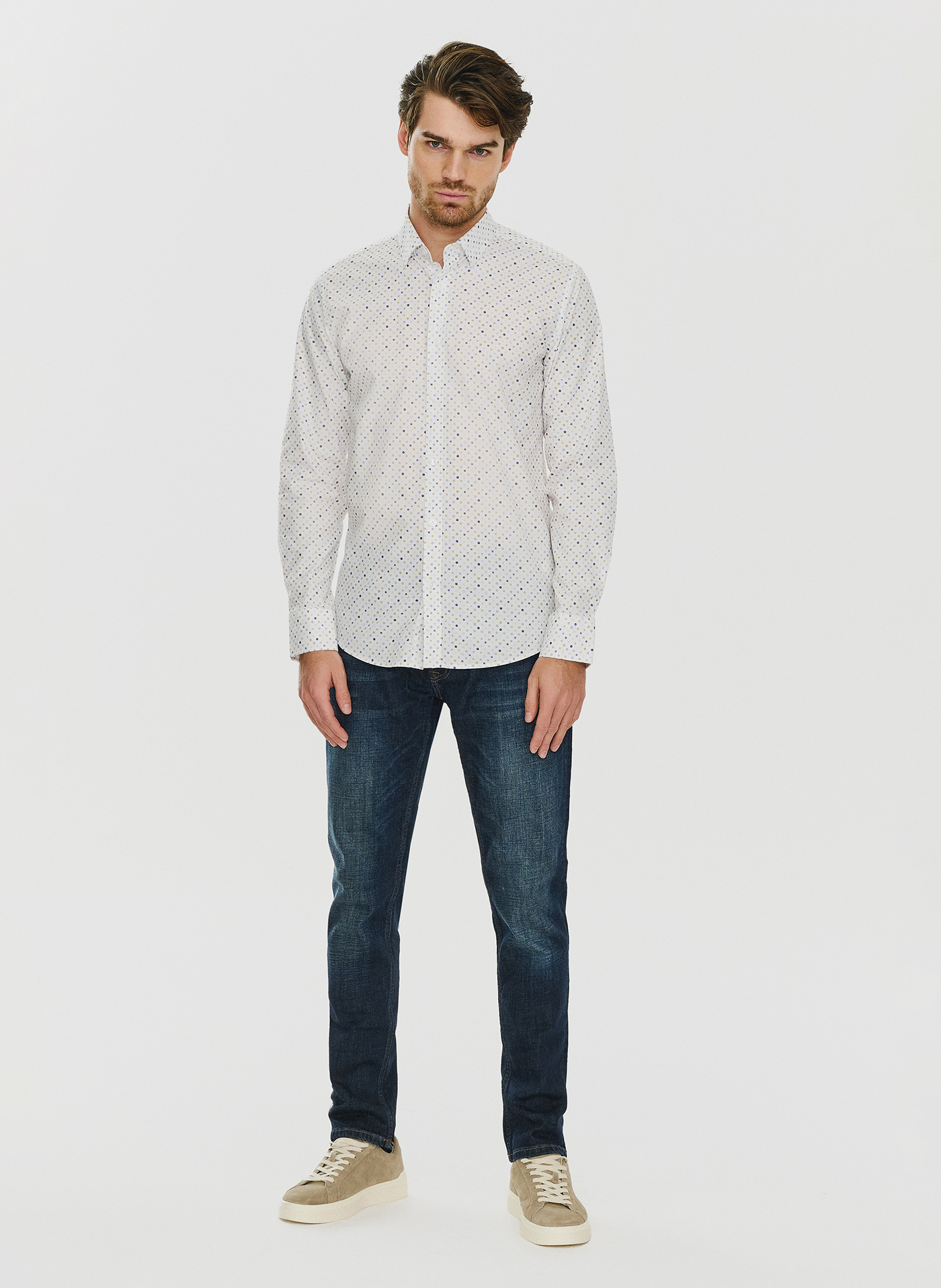 Męska koszula w mikrowzór P24SF-1X-020-B-S - Pako Lorente - Pako Lorente