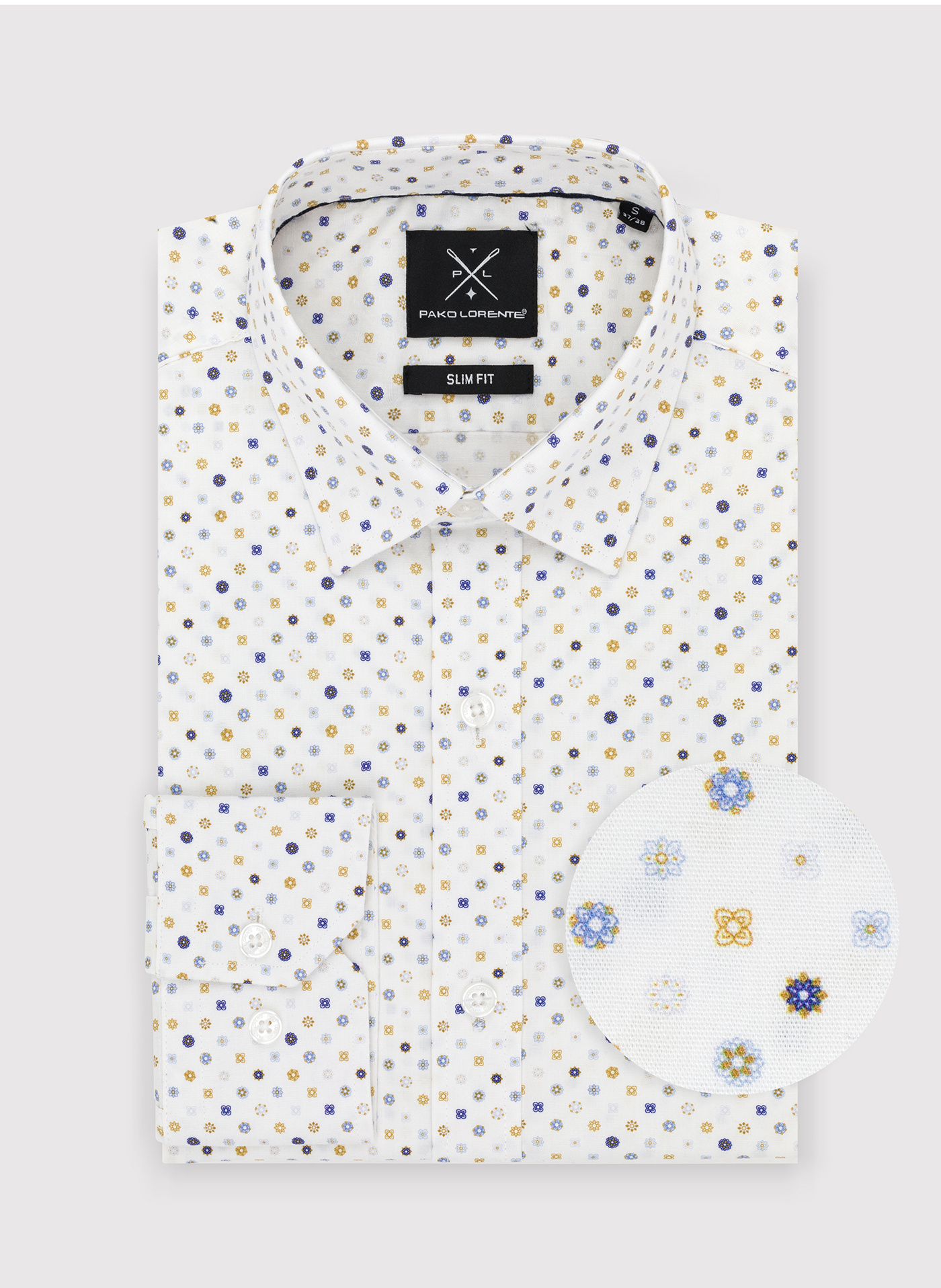 Męska koszula w mikrowzór P24SF-1X-020-B-S - Pako Lorente - Pako Lorente