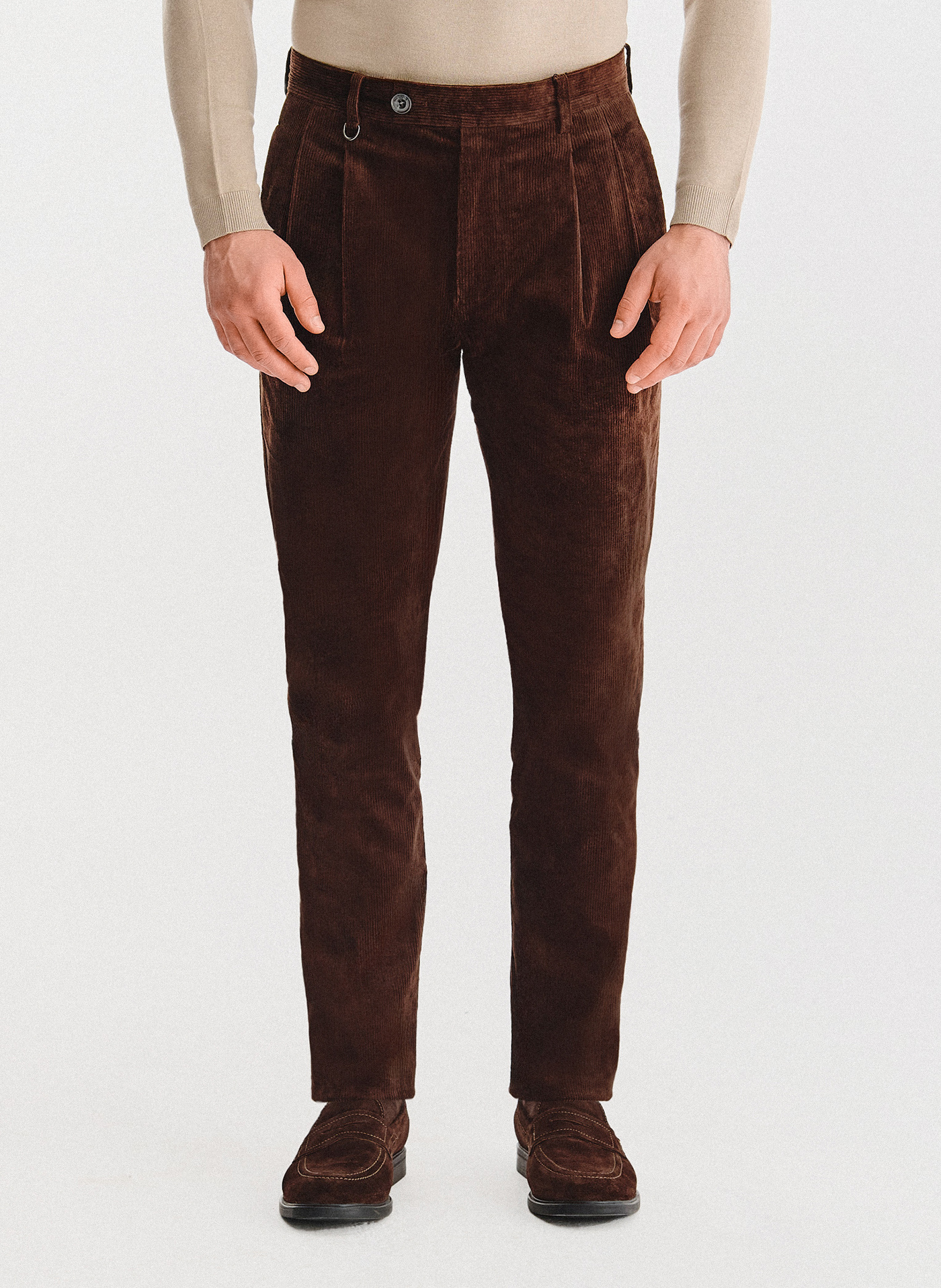 PAKO LORENTE - Brązowe spodnie z zakładkami - Pako Lorente