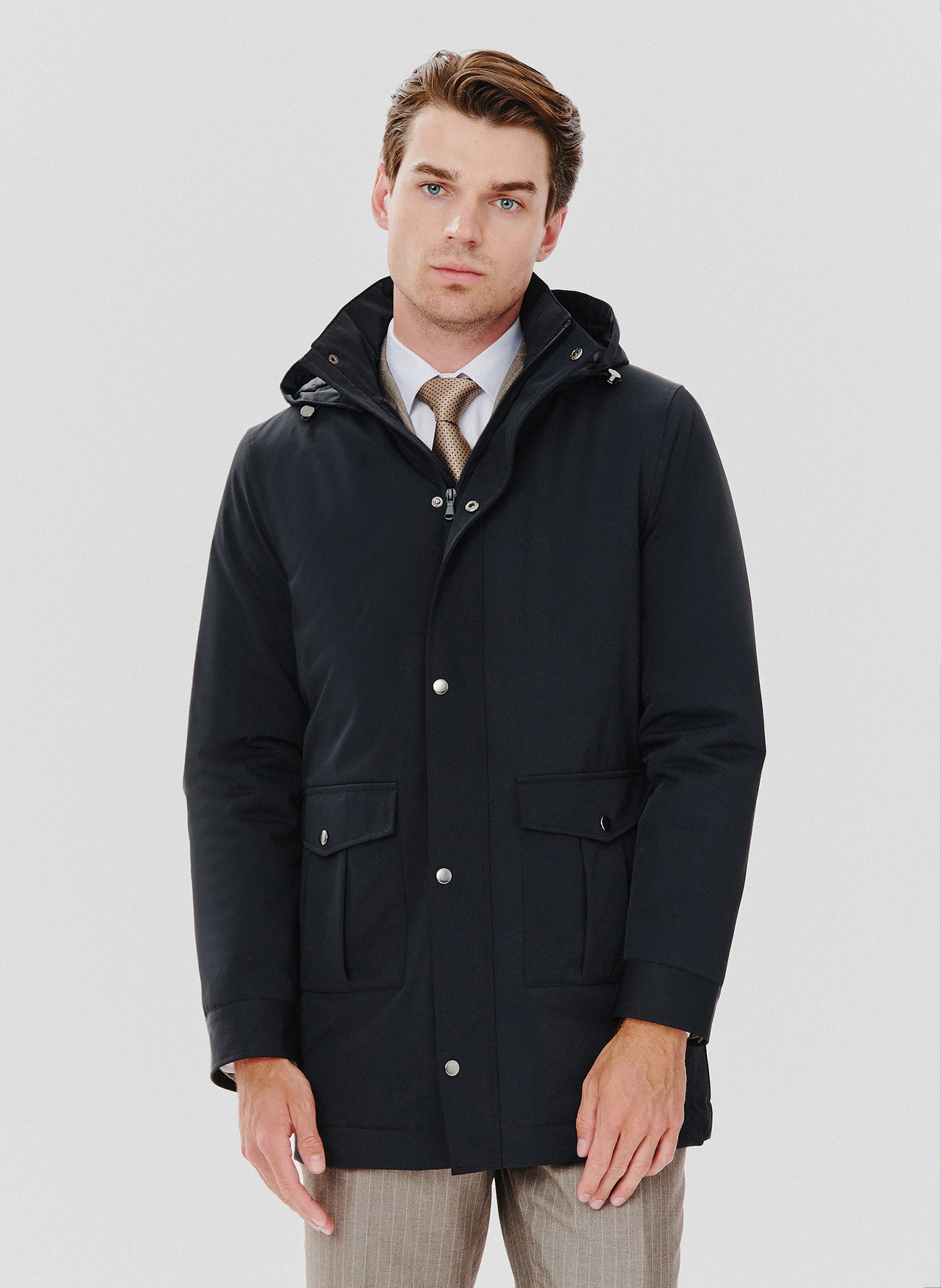 Granatowa kurtka męska o prostym kroju - Pako Lorente