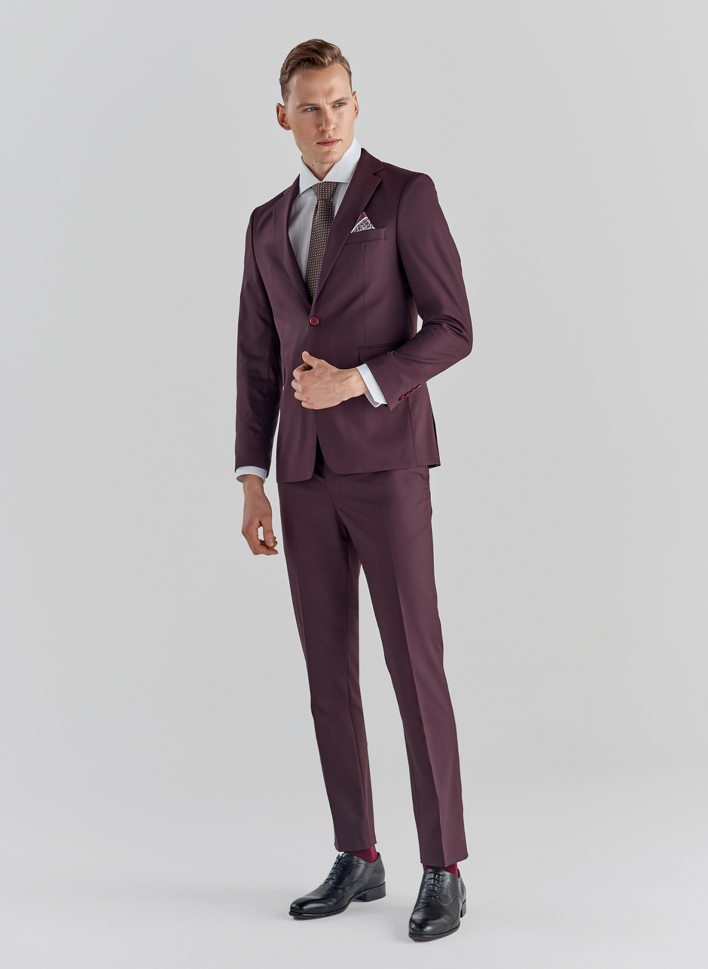 Bordowa marynarka garniturowa P22SF-3G-016-D-S - Pako Lorente