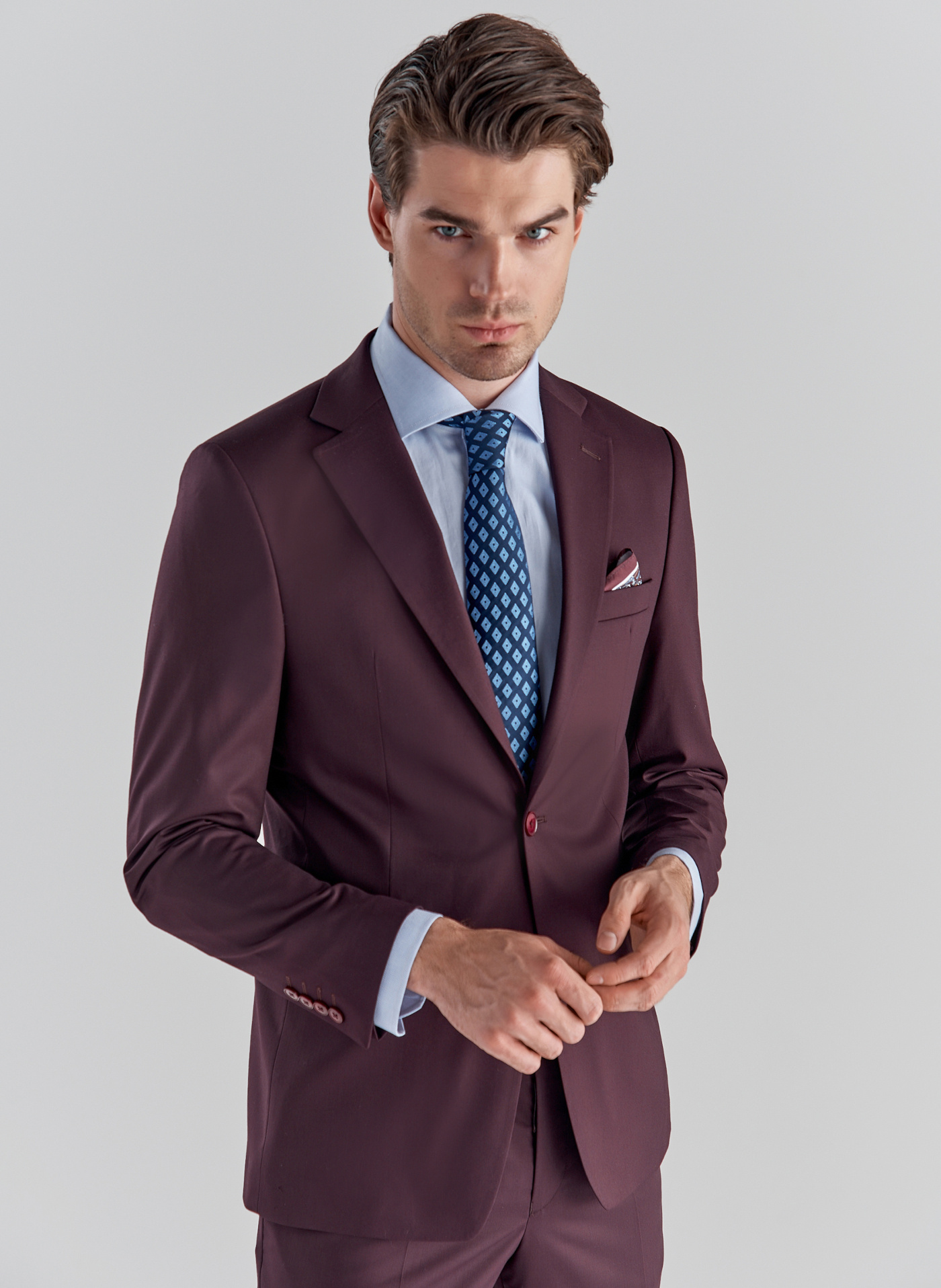 Bordowa marynarka garniturowa P22SF-3G-016-D-S - Pako Lorente