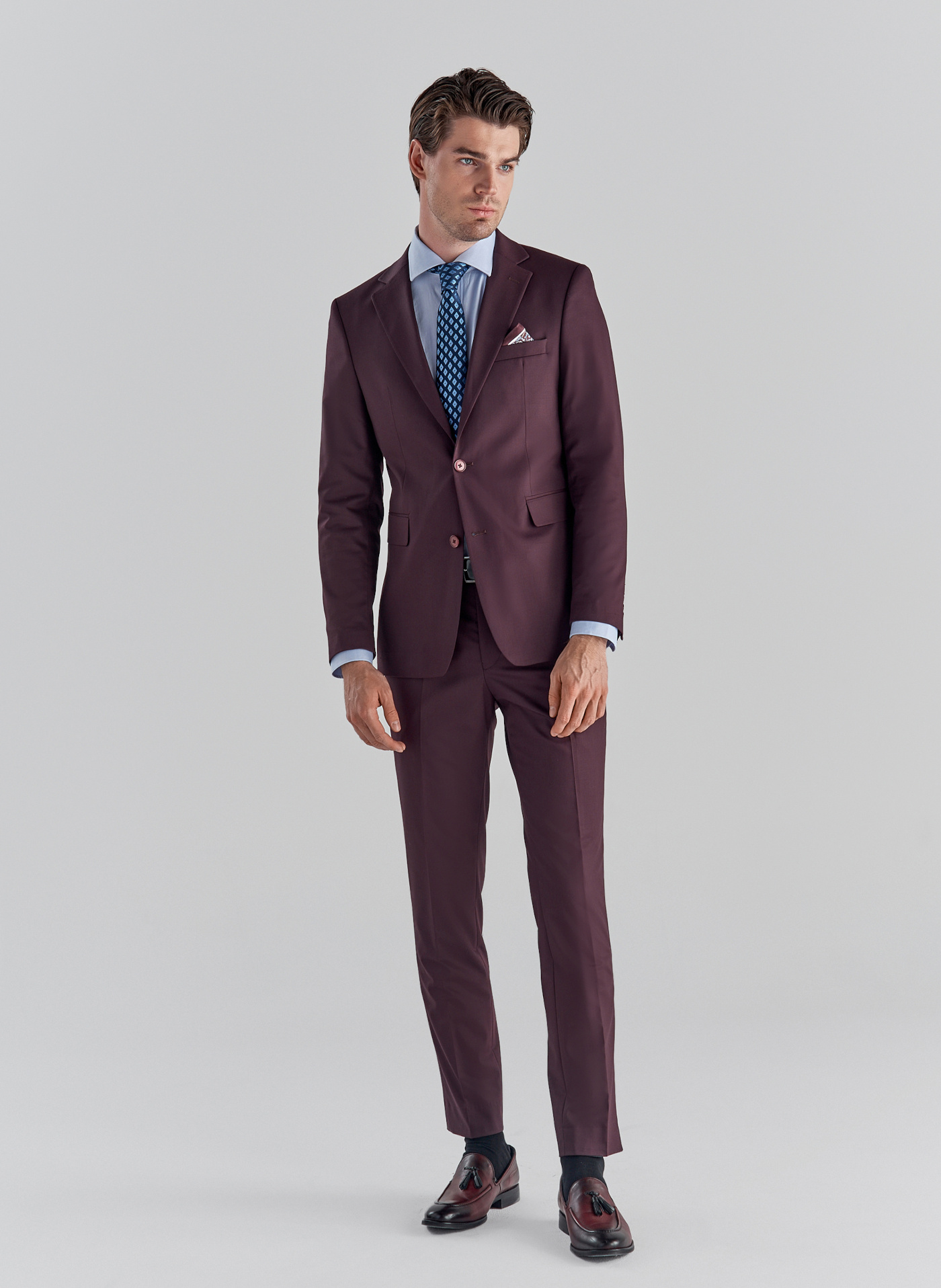 Bordowa marynarka garniturowa P22SF-3G-016-D-S - Pako Lorente