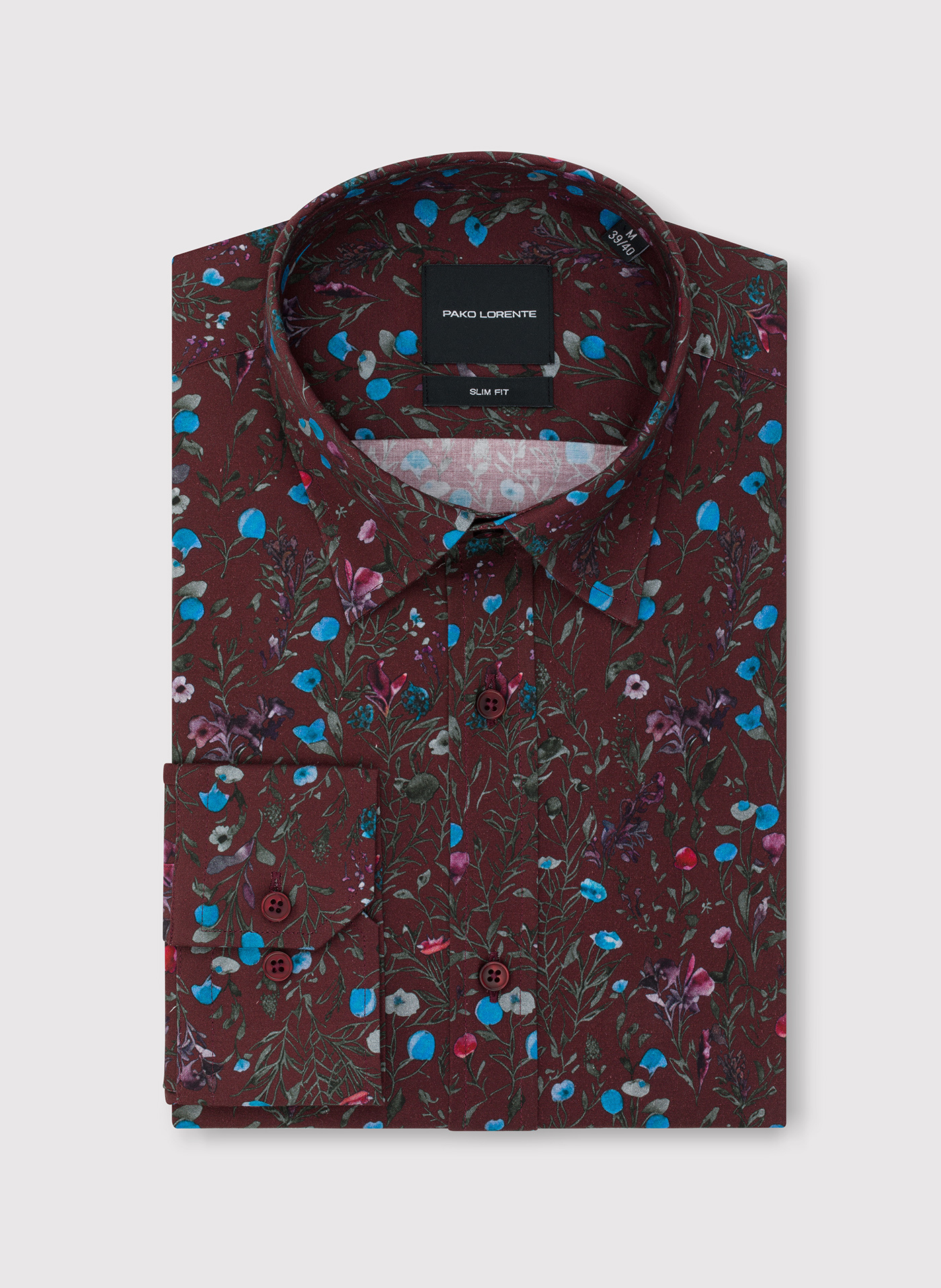 Bordowa koszula w kwiaty - Pako Lorente