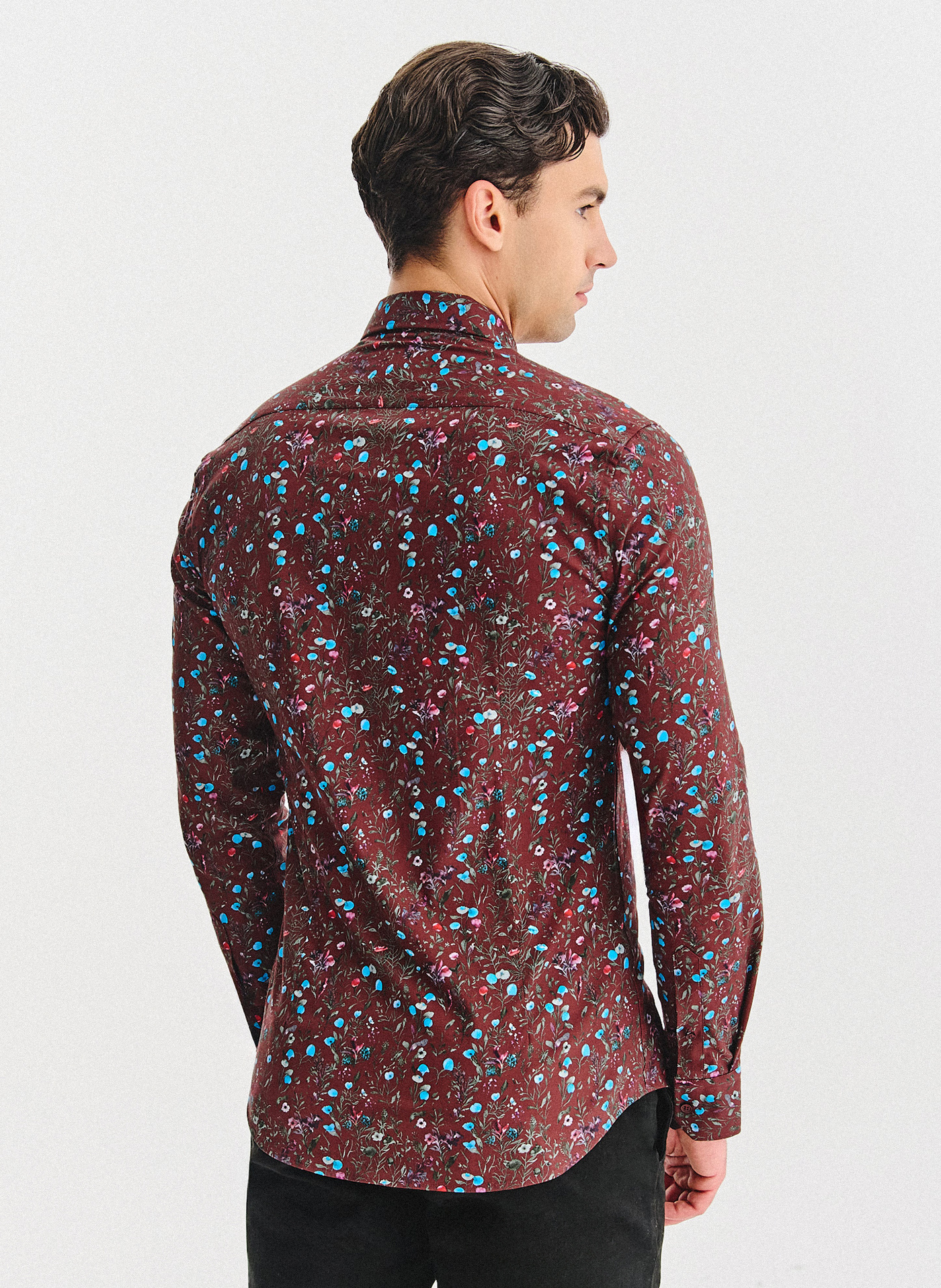 Bordowa koszula w kwiaty - Pako Lorente