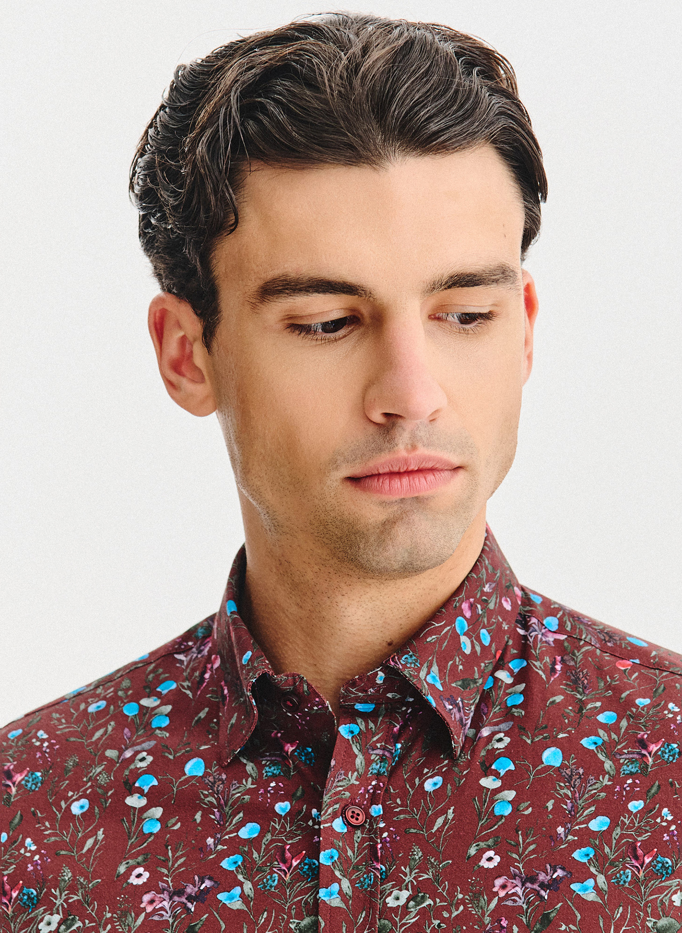 Bordowa koszula w kwiaty - Pako Lorente