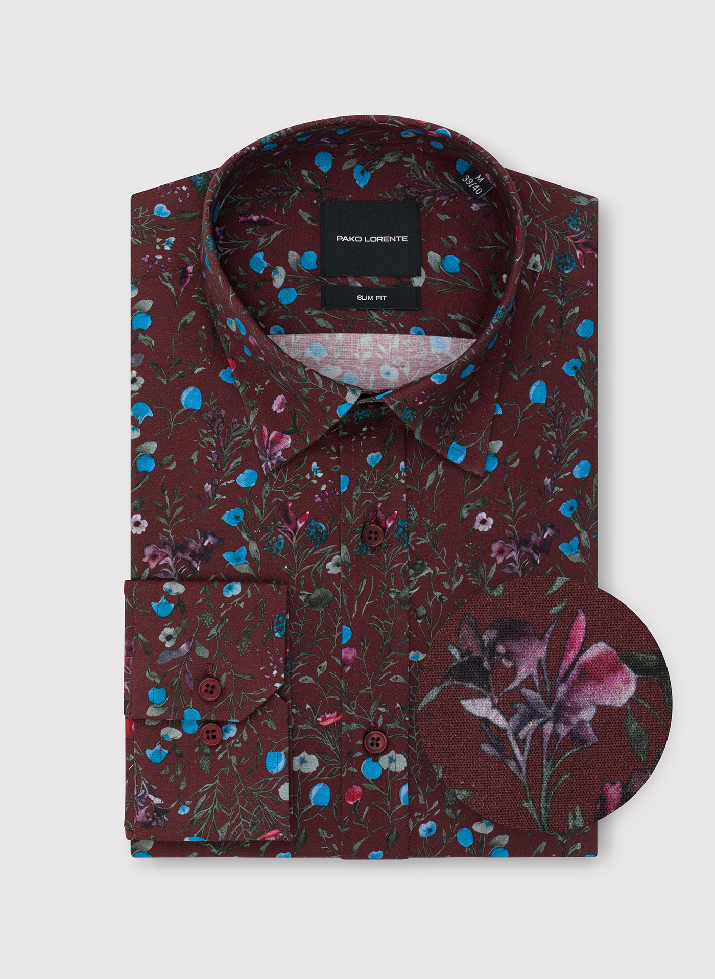 Bordowa koszula w kwiaty - Pako Lorente