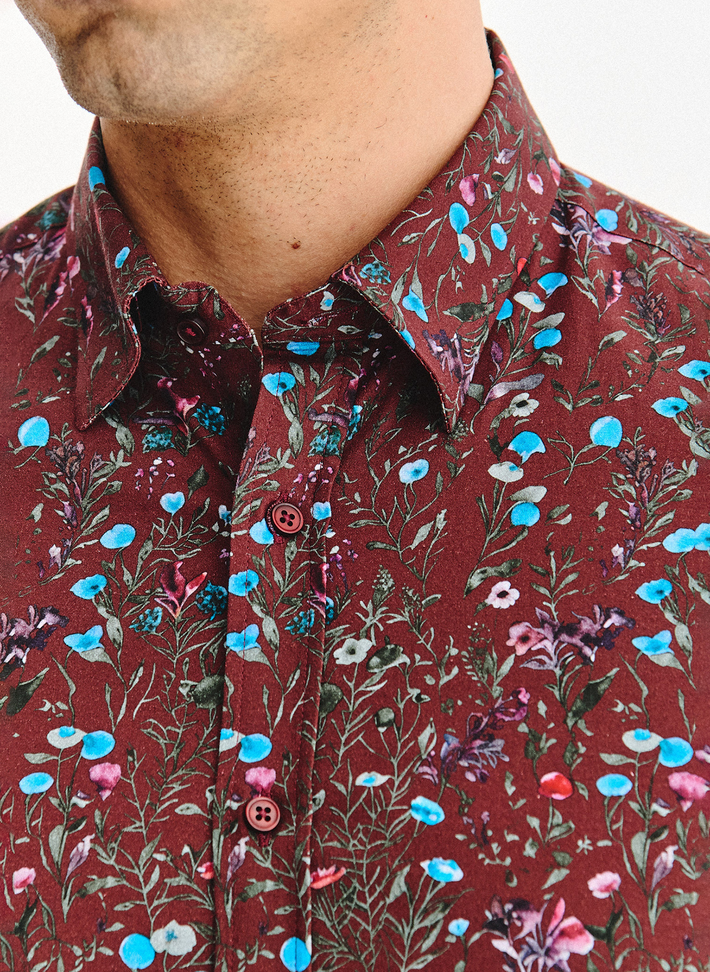 Bordowa koszula w kwiaty - Pako Lorente