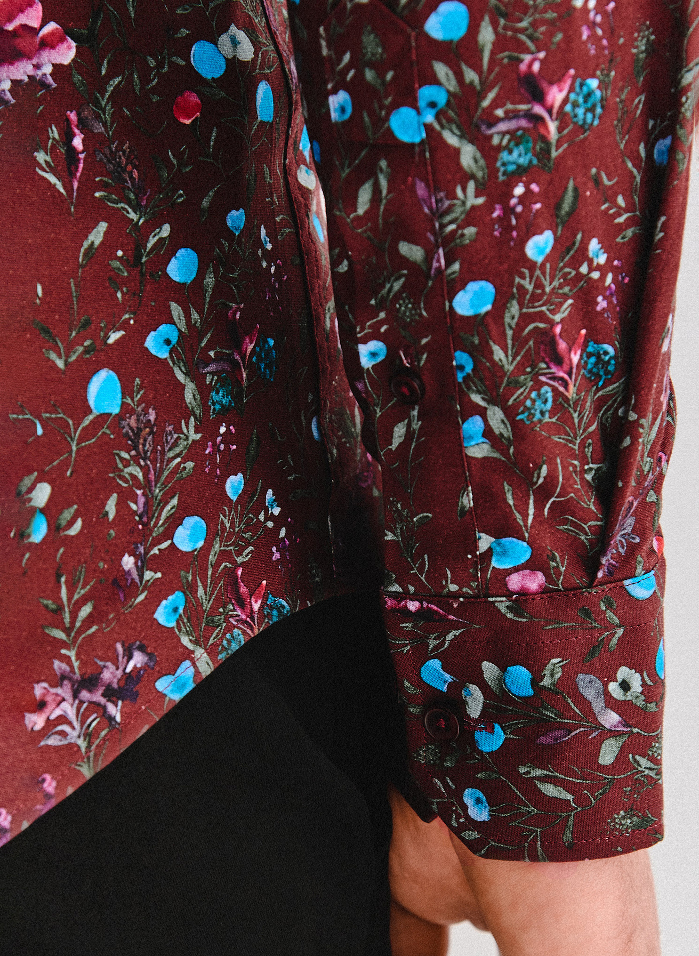 Bordowa koszula w kwiaty - Pako Lorente