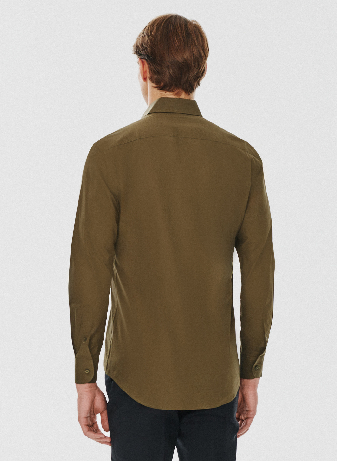 Oliwkowa koszula męska długi rękaw - Pako Lorente