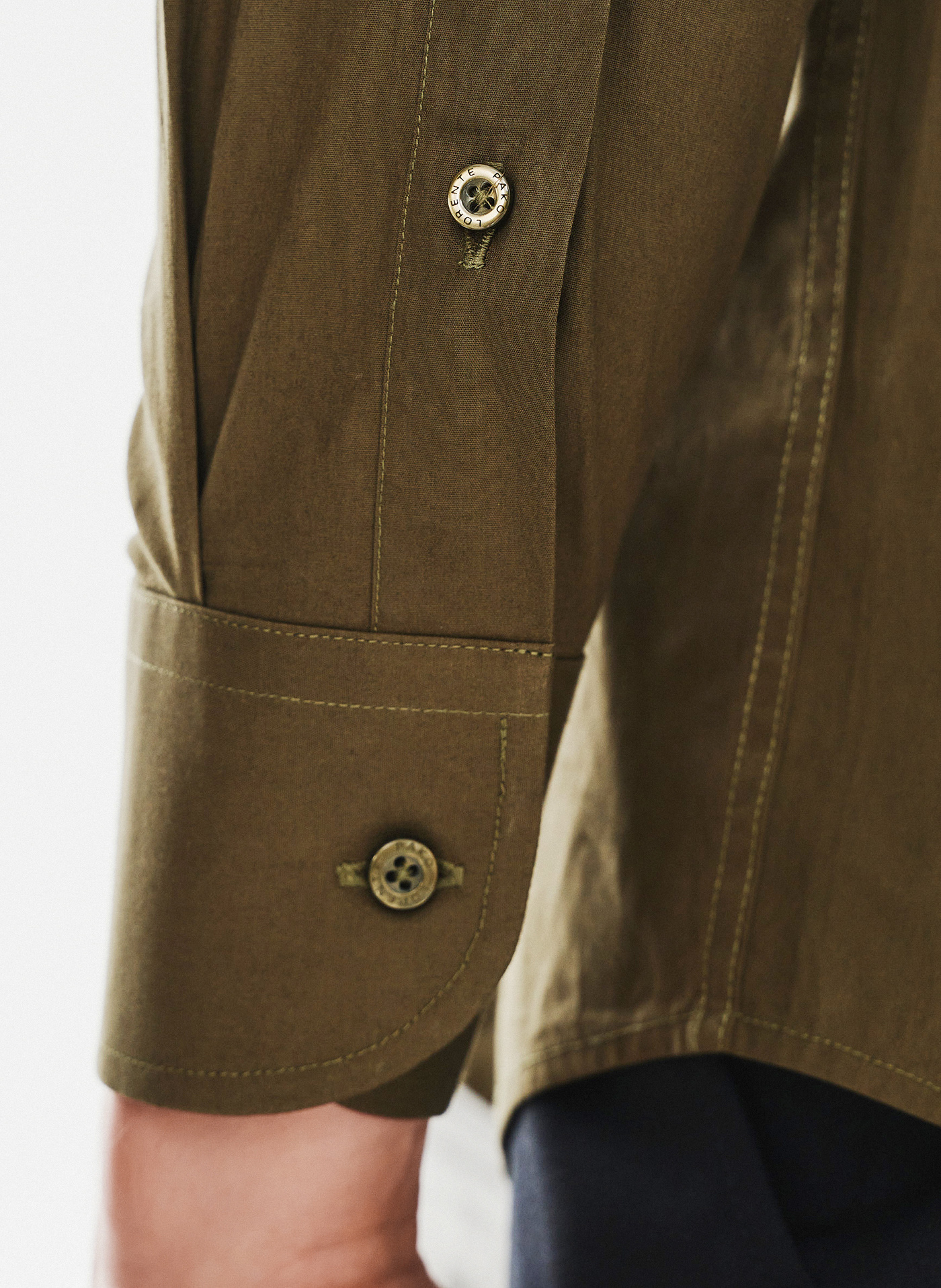 Oliwkowa koszula męska długi rękaw - Pako Lorente